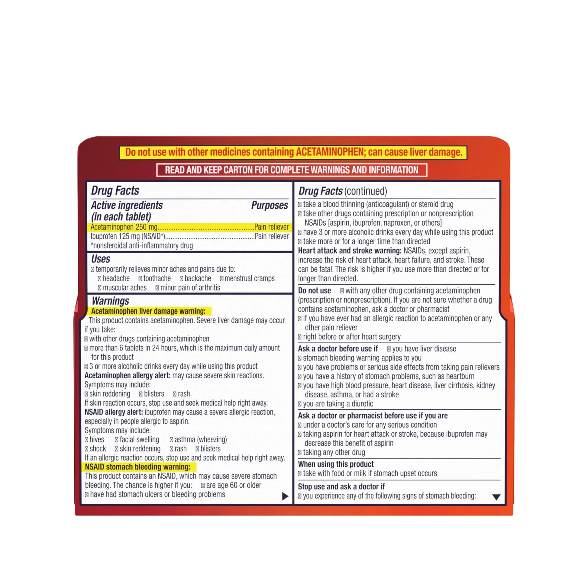 Motrin Dual Action with Tylenol, Ibuprofen & Acetaminophen Fast-Acting Dual Action Pain Reliever for Minor Aches & Pains, Ibuprofen (NSAID) 125 mg & Acetaminophen 250 mg, 120 ct Motrin buy supplements canada