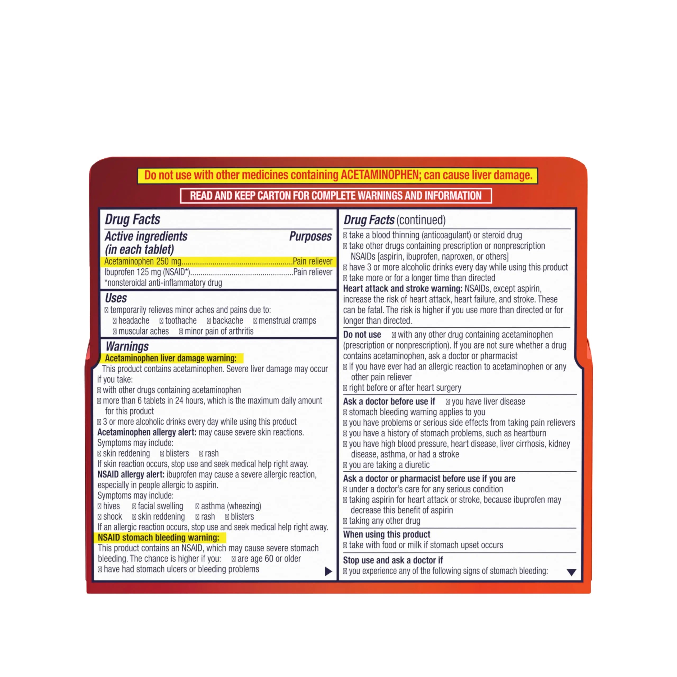 Motrin Dual Action with Tylenol, Ibuprofen & Acetaminophen Fast-Acting Dual Action Pain Reliever for Minor Aches & Pains, Ibuprofen (NSAID) 125 mg & Acetaminophen 250 mg, 120 ct Motrin buy supplements canada