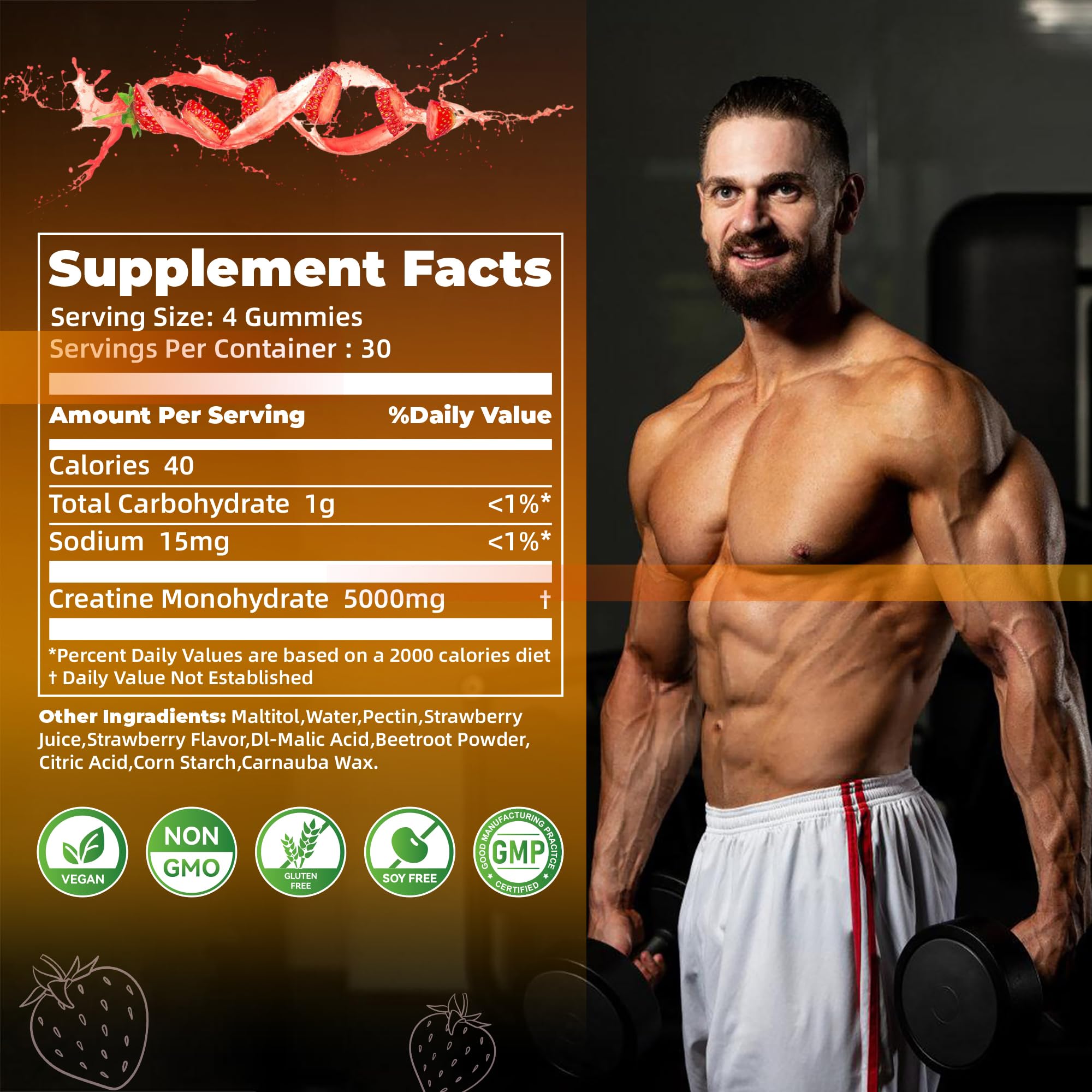 Nutravita NSF Certified Creatine Gummy - Creatine Monohydrate Gummies for Men & Women-5g of Creatine Monohydrate per Serving - Sugar Free, Nutravita buy supplements canada