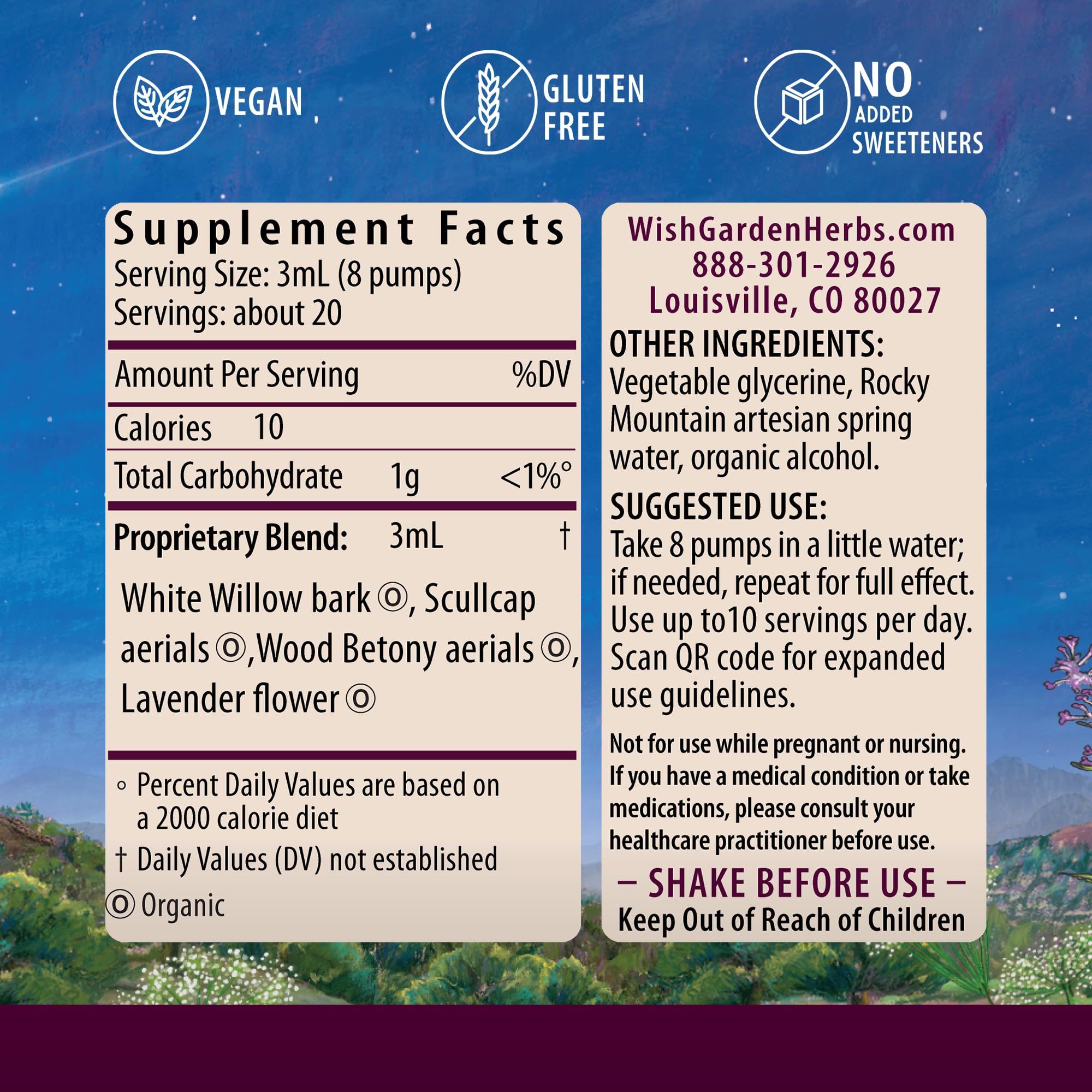 WishGarden Herbs Cranial Comfort - Plant-Based Herbal Supplement with White Willow Bark Extract, Lavender & Scullcap Supports Release of Head, Neck & Shoulders Tension, Stress & Muscle Tension, 4oz WishGarden buy supplements canada
