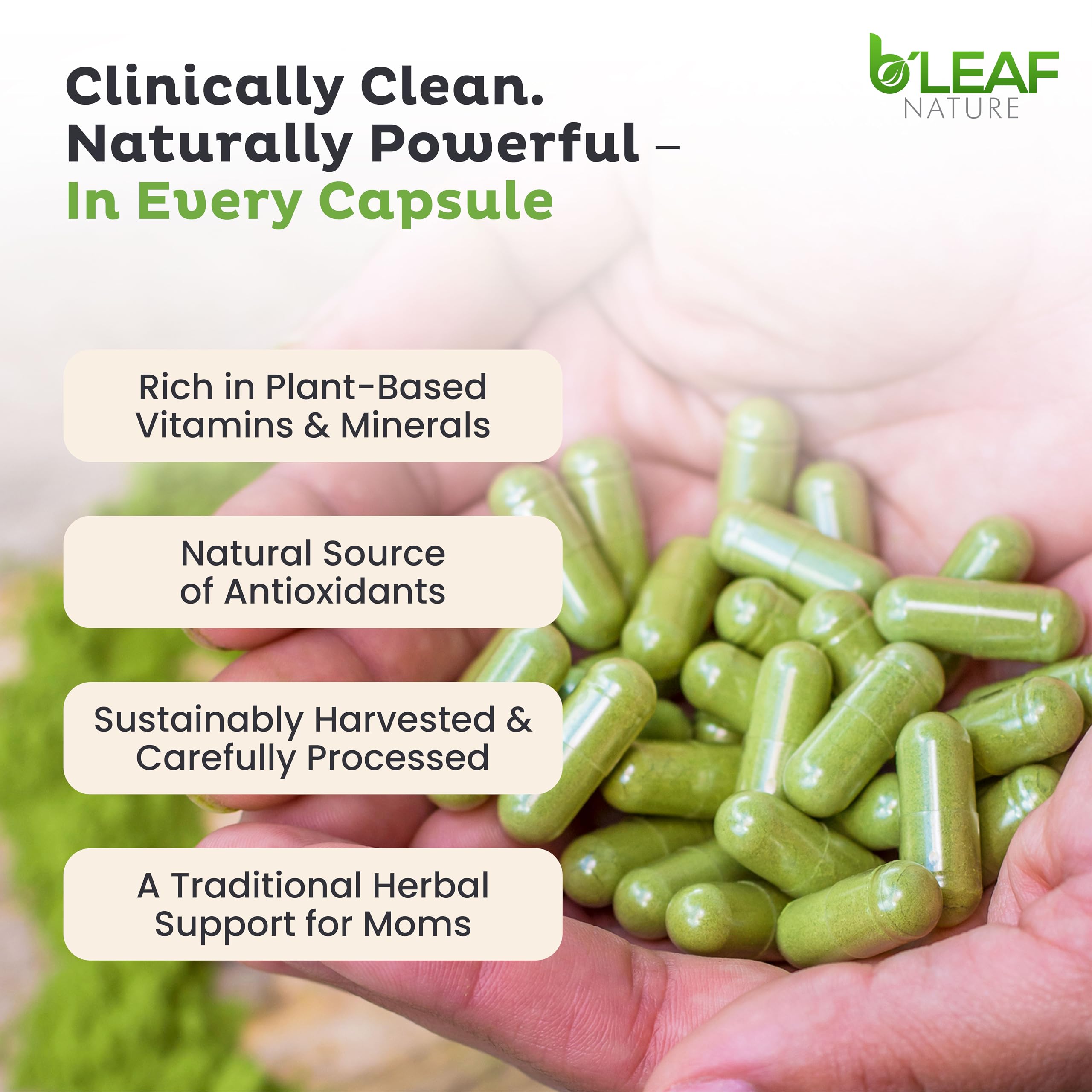 B'Leaf Nature Moringa Capsules Organic 1000mg — Pure Moringa Oleifera Leaf Powder Capsules for Energy & Immune Support B'LEAF NATURE buy supplements canada