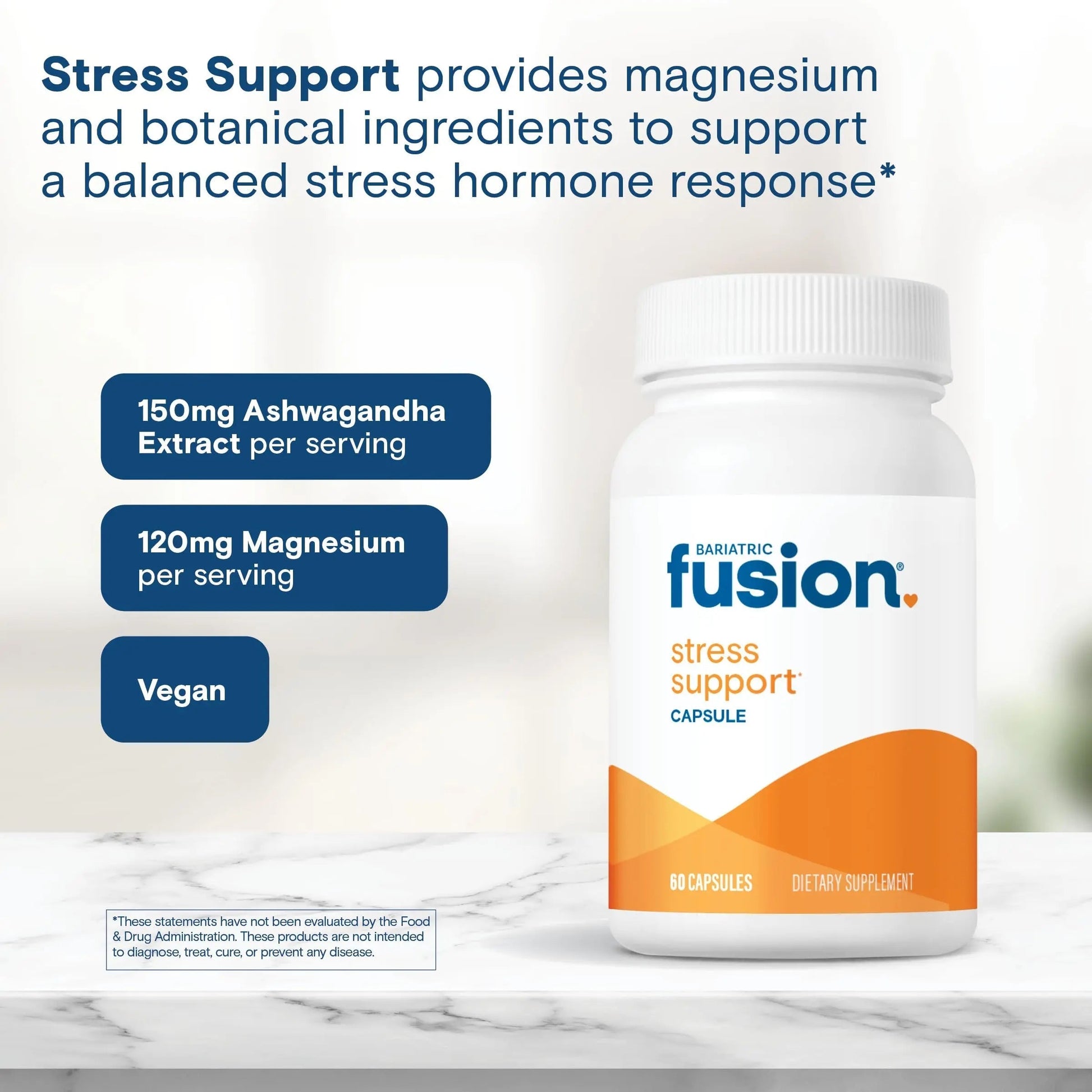Bariatric Fusion Stress Support* | Vegan Supplement with Magnesium and Ashwagandha | Daily Vitamin for Women and Men | Bariatric Fusion buy supplements canada
