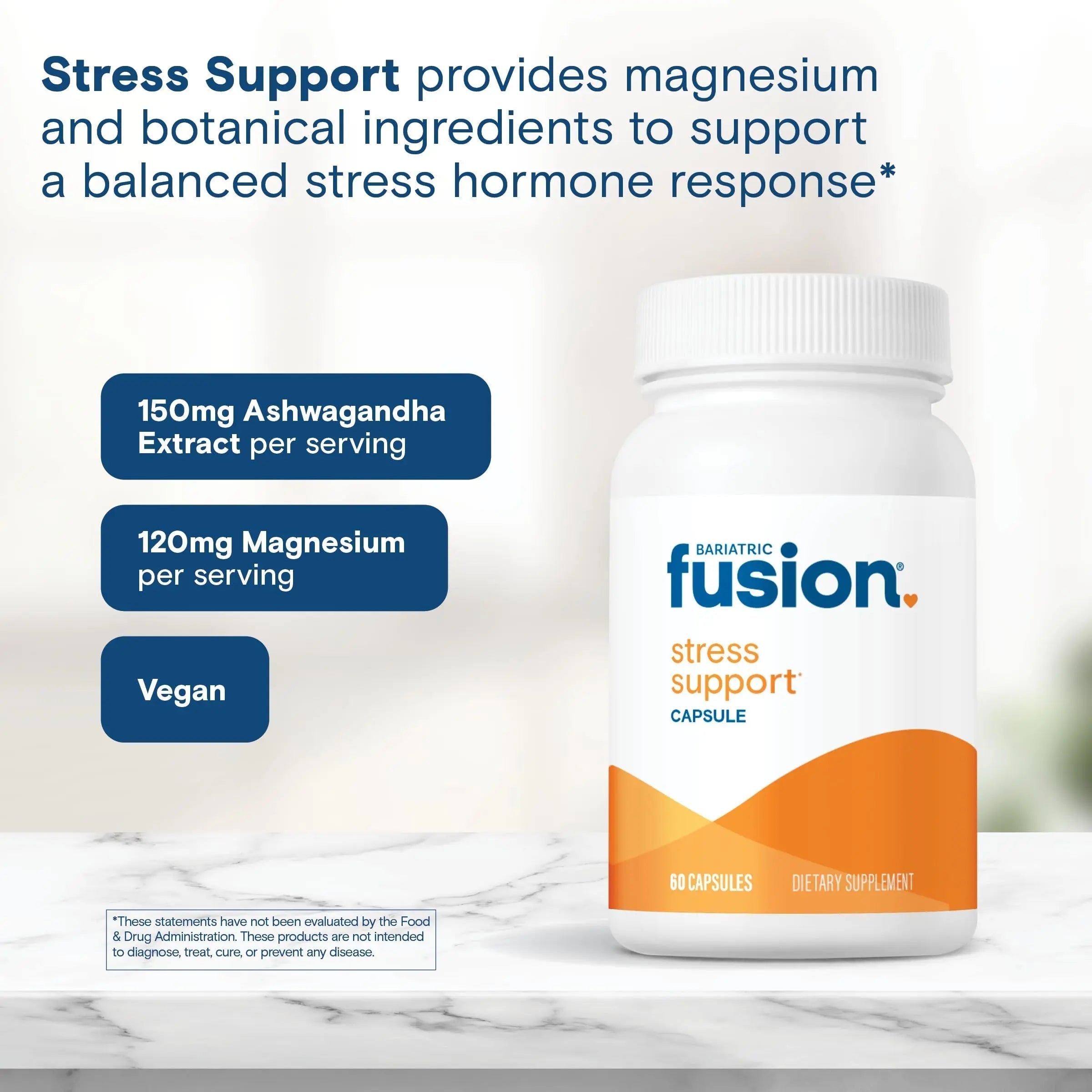 Bariatric Fusion Stress Support* | Vegan Supplement with Magnesium and Ashwagandha | Daily Vitamin for Women and Men | Bariatric Fusion buy supplements canada