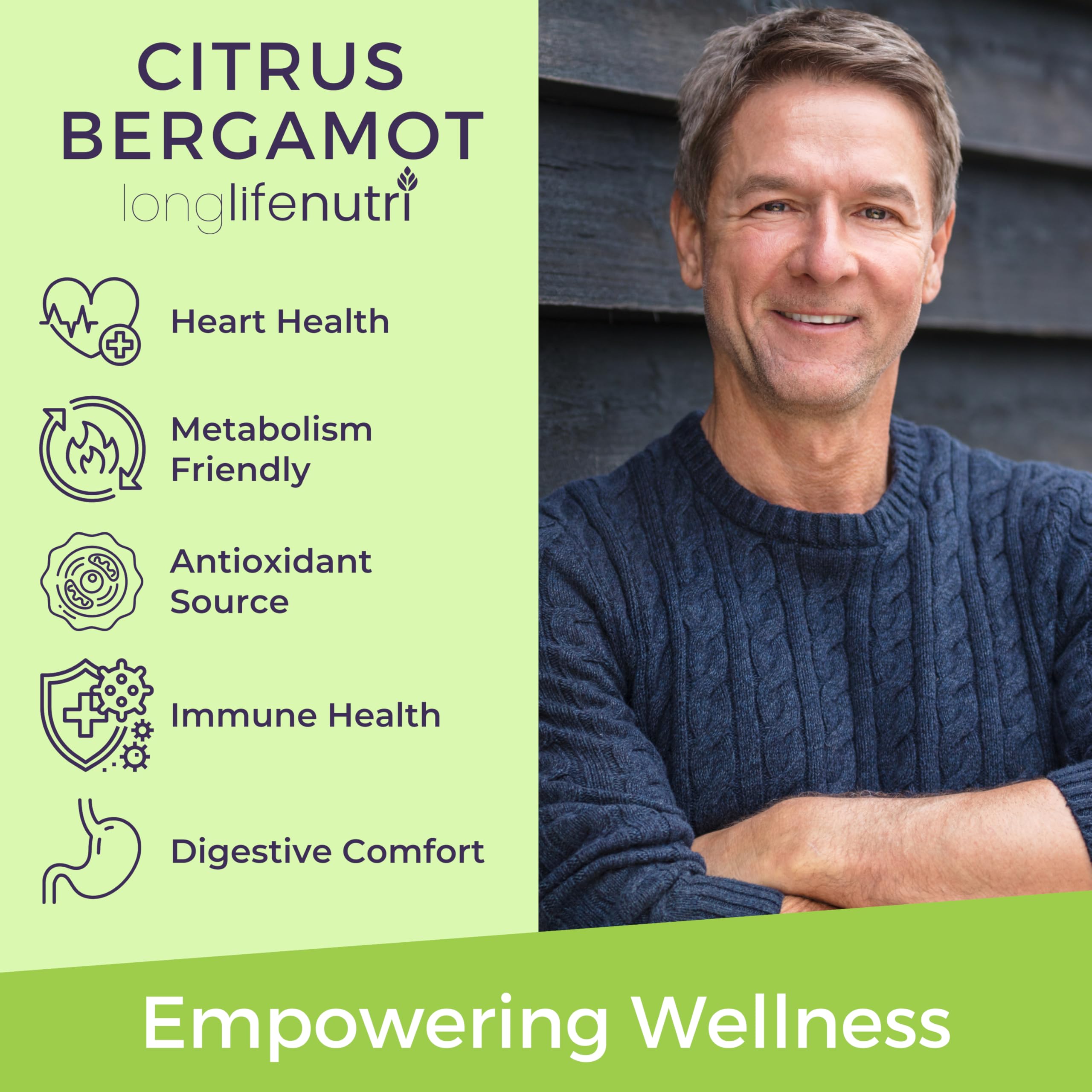 LongLifeNutri Citrus Bergamot Extract 500mg - 120 Vegetarian Capsules, 40% Polyphenolic Flavanones, 4-Month Supply, Plant-Based Anti-Oxidant, Tested, Made in USA LongLifeNutri buy supplements canada