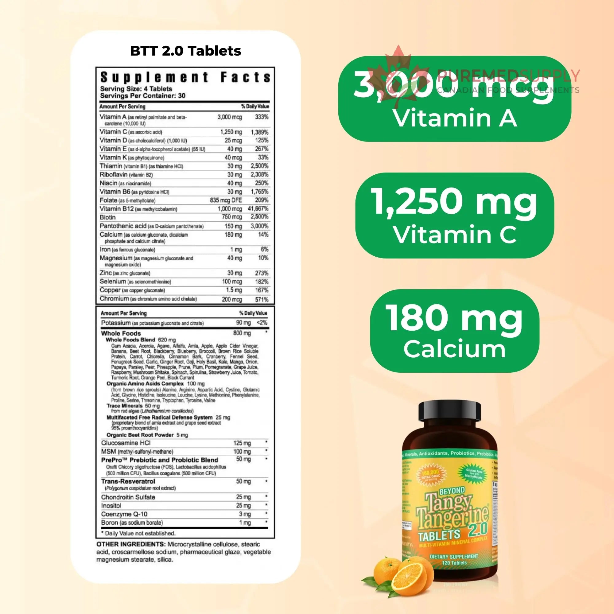 Youngevity Beyond Tangy Tangerine 2.0 Multi-Vitamin & Mineral Complex - Made with Natural & Whole Foods | 160,000 ORAC | 120 Tablets - 2-Pack Youngevity buy supplements canada