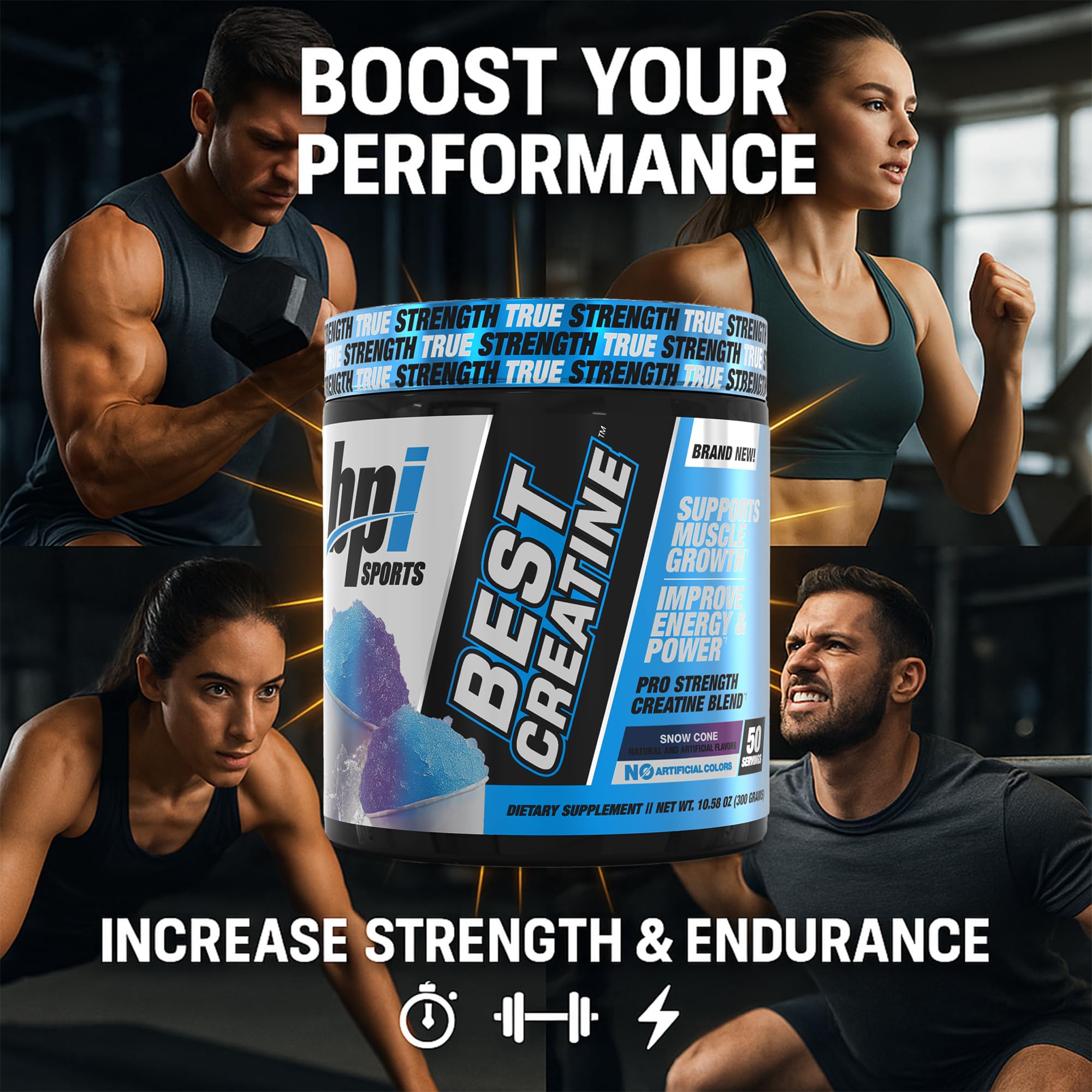 BPI Sports Best Creatine - Creatine Monohydrate Powder for Men & Women, Himalayan Salt - Strength, Pump, Endurance, Muscle Growth, Muscle Definition - No Bloat - Snow Cone - 50 servings - 10.58 Oz BPI Sports buy supplements canada