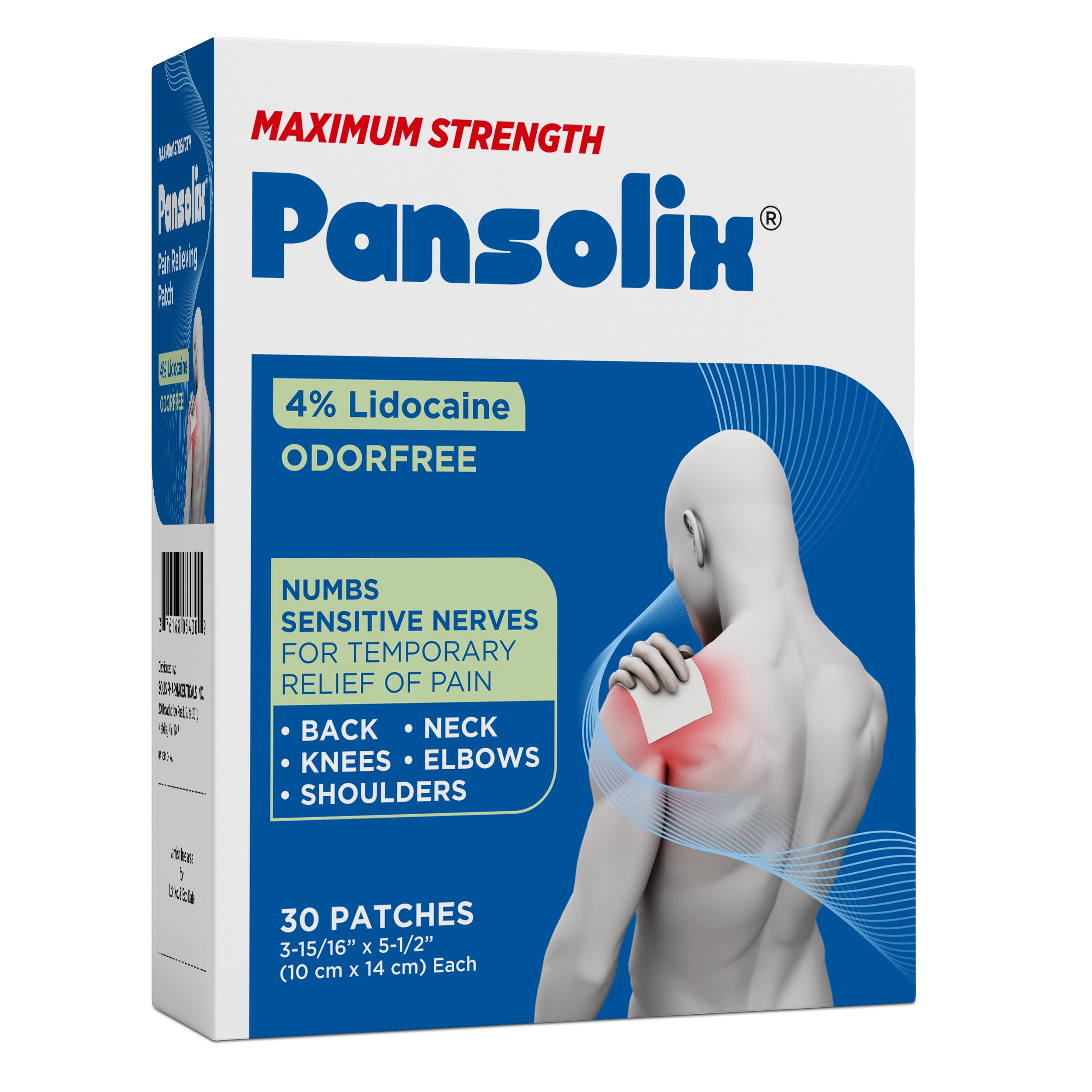 Pansolix Lidocaine Pain Relief Patches 4% | Topical Analgesic Patch | 10 x 14 cm | Skin Tone | Pack of 30 Pansolix buy supplements canada