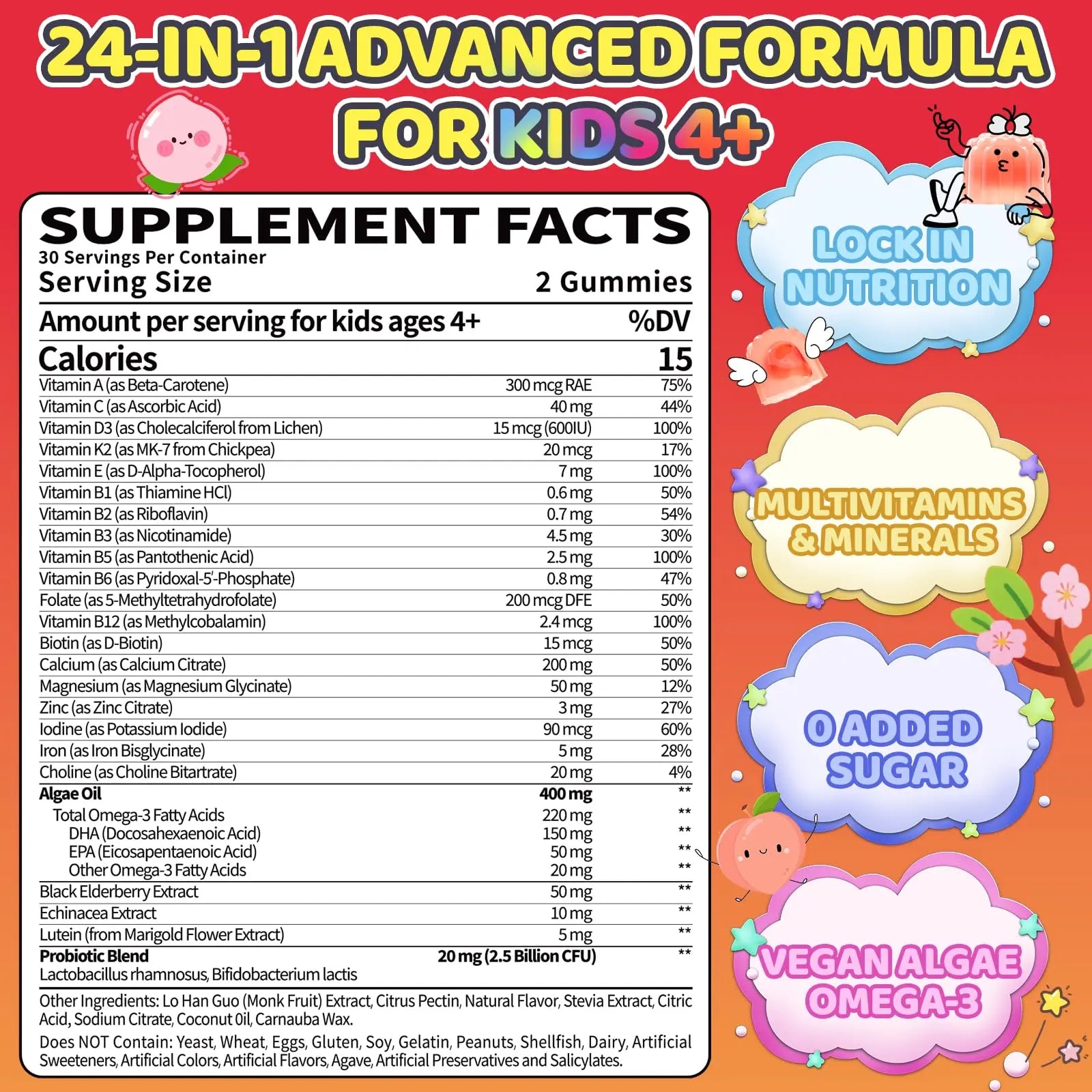 Fajeckma Organic Kids Multivitamin Gummies: Sugar Free Multi Vitamin Gummy with Vitamins D3 Iron Omega Probiotic Elderberry Calcium Zinc Dha Fajeckma buy supplements canada