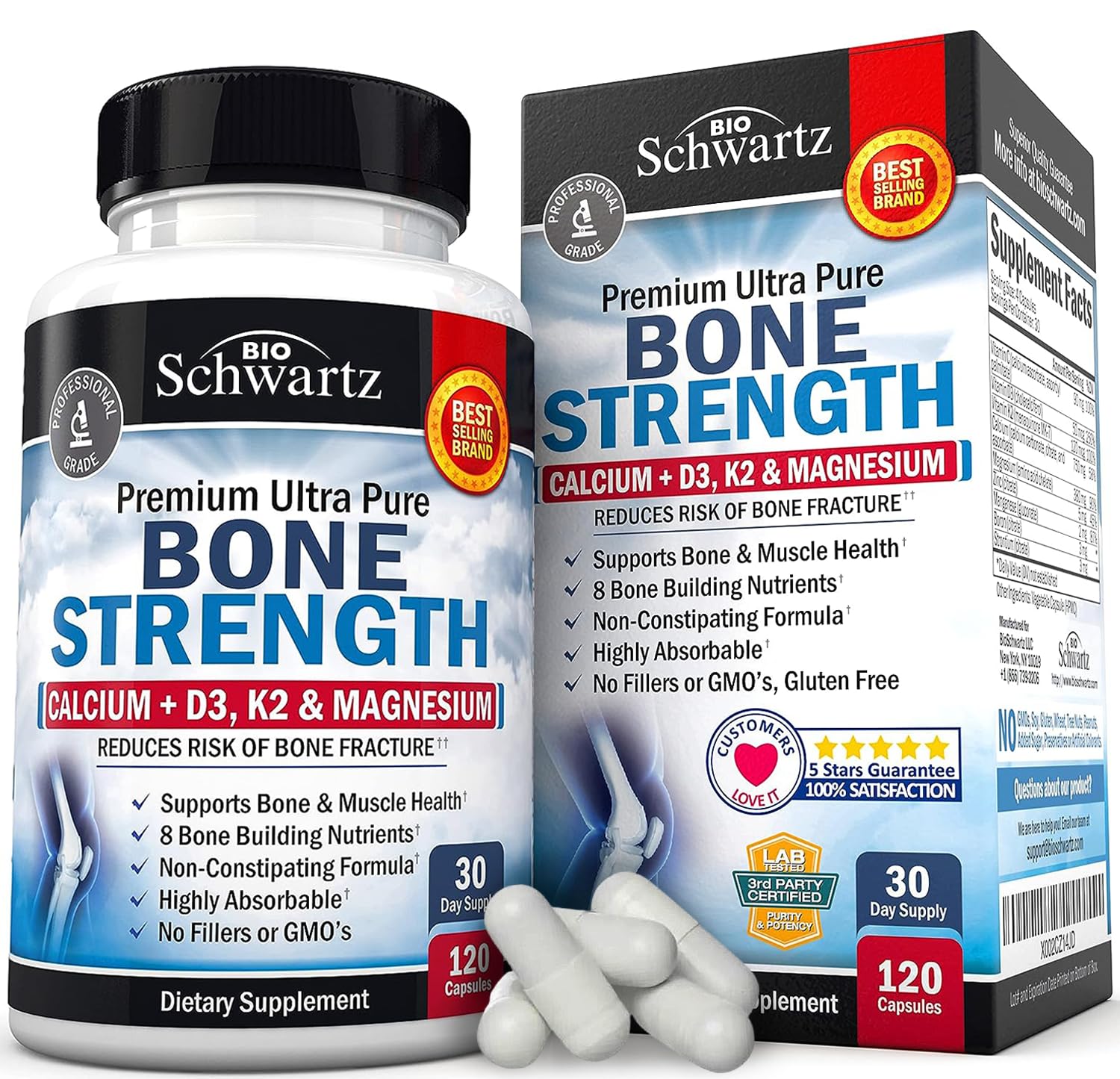 Bone Strength Supplement with Calcium + D3, K2 & Magnesium - Highly Absorbable BioSchwartz buy supplements canada