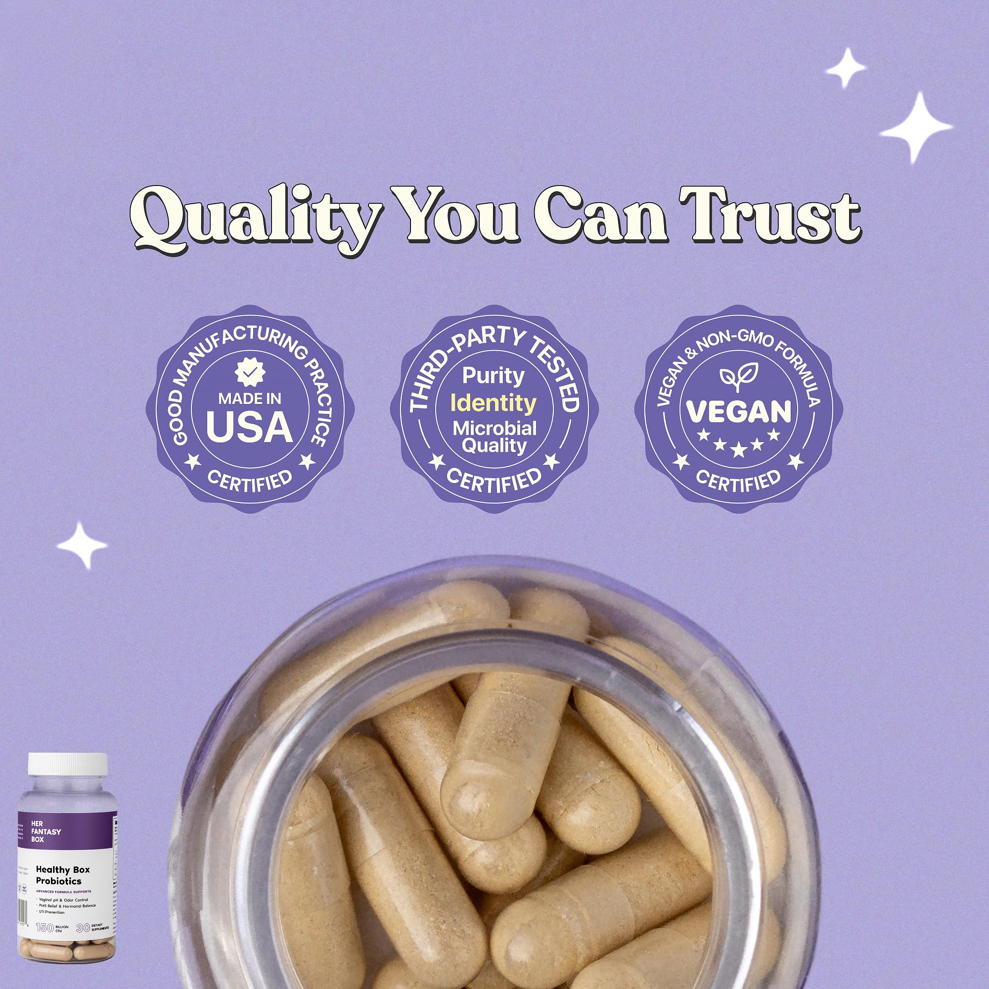 Her Fantasy Box | Healthy Box | Vaginal Probiotics for Women – Prebiotics + Advanced Lactobacillus Blend – Hormonal Balance, PMS Relief – Feminine Health Support with Cranberry & D-Mannose Her Fantasy Box buy supplements canada