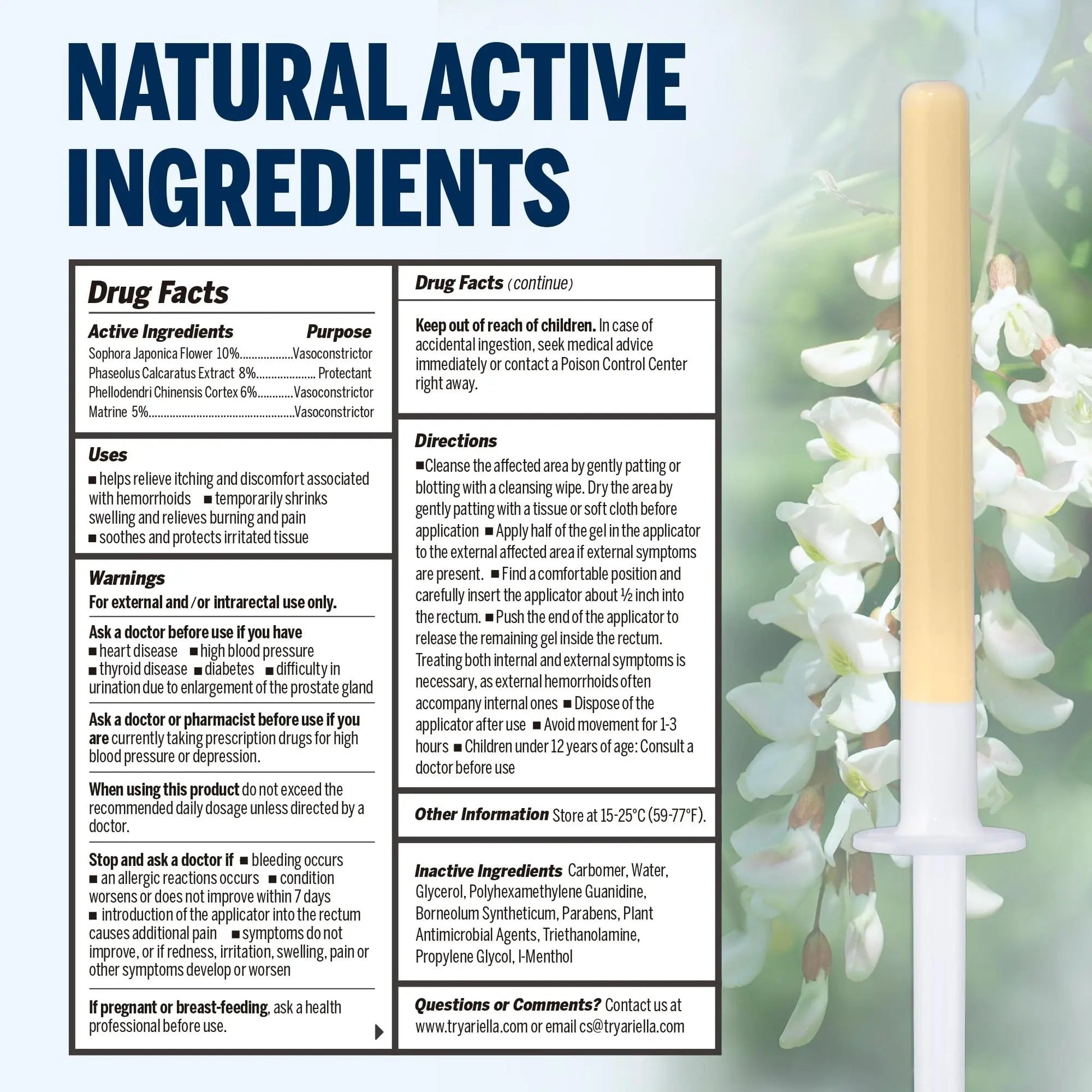 Ariella Hemorrhoid Treatment Suppository Gel: Natural & Herbal - Relieve Itching Burning Discomfort - Internal Relief - New Rounded Applicator - Nighttime Use (Pack of 6) Ariella buy supplements canada