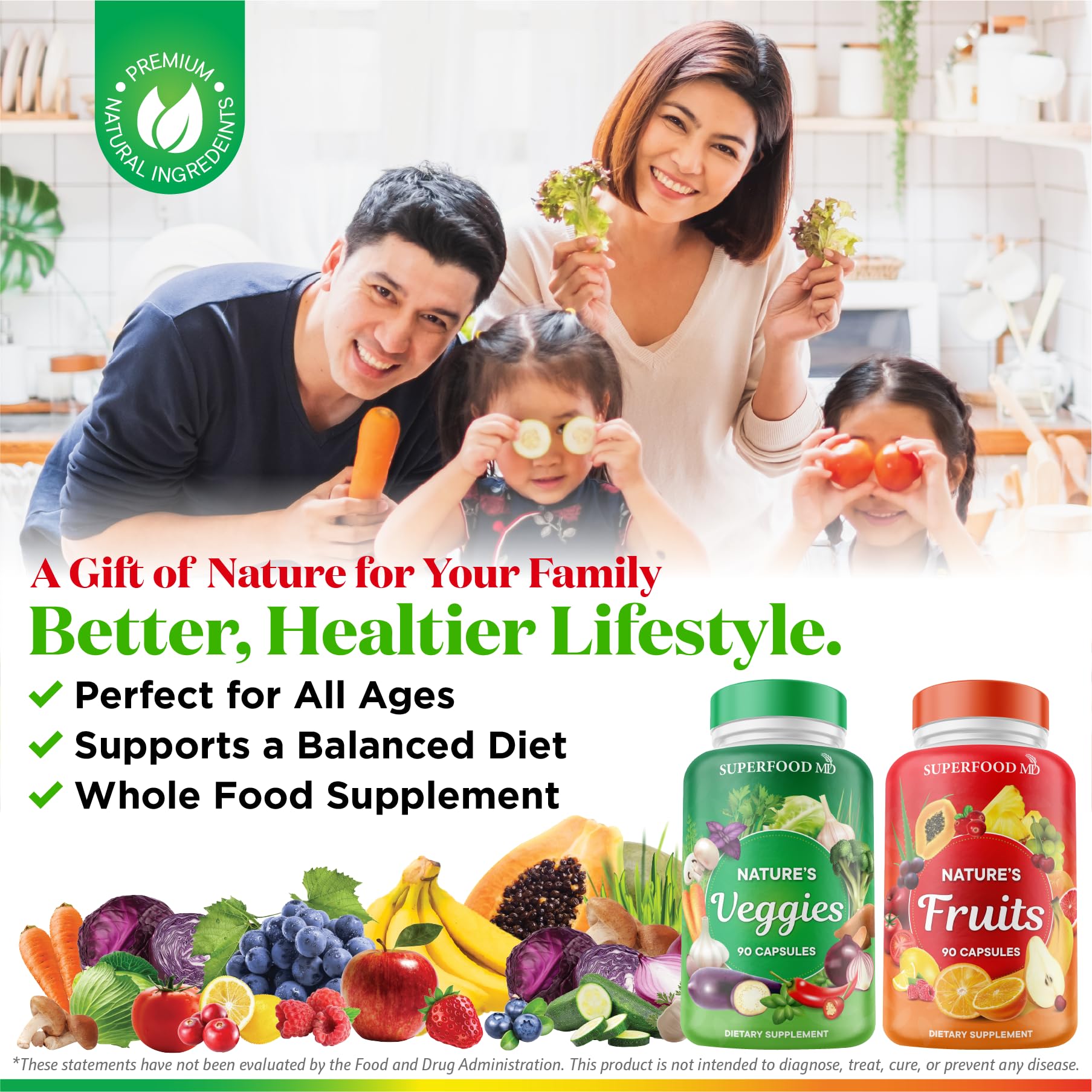 Superfood MD Fruits & Veggies Supplement - Whole Food Natural Superfoods - with Beta Carotene - Soy Free- 90 Count (Pack of 2) Superfood MD buy supplements canada