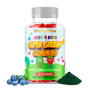 FourRoar Vital Prime Super Green Gummies for Kids 90 Count Strawberry & Watermelon Flavor | Fruit and Vegetable Gummies | Vegan Veggies Gummy Multivitamin for Kids FourRoar buy supplements canada