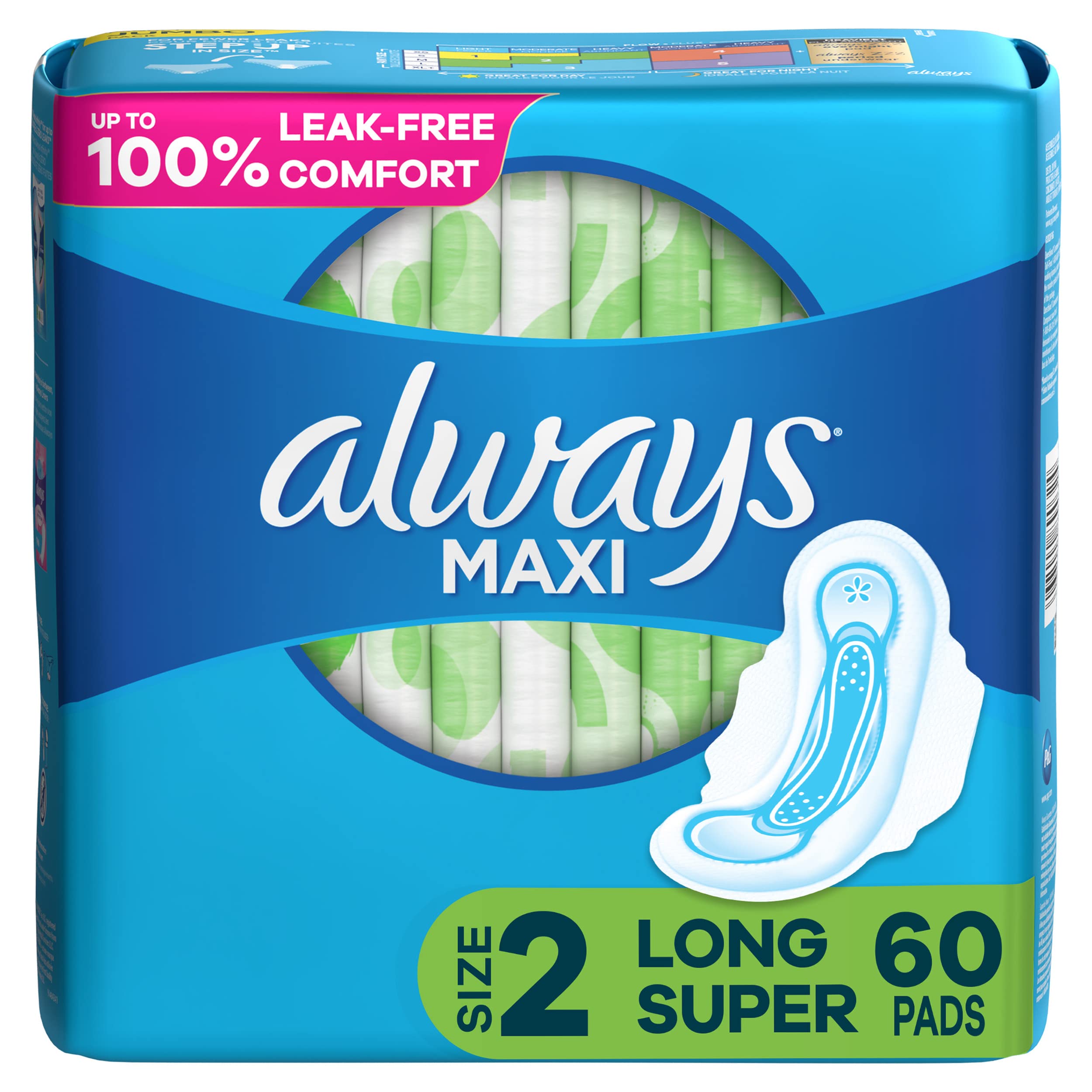 Always Maxi Feminine Pads For Women, Size 2 Long Super Absorbency, With Wings, Unscented, 60 Count Always buy supplements canada