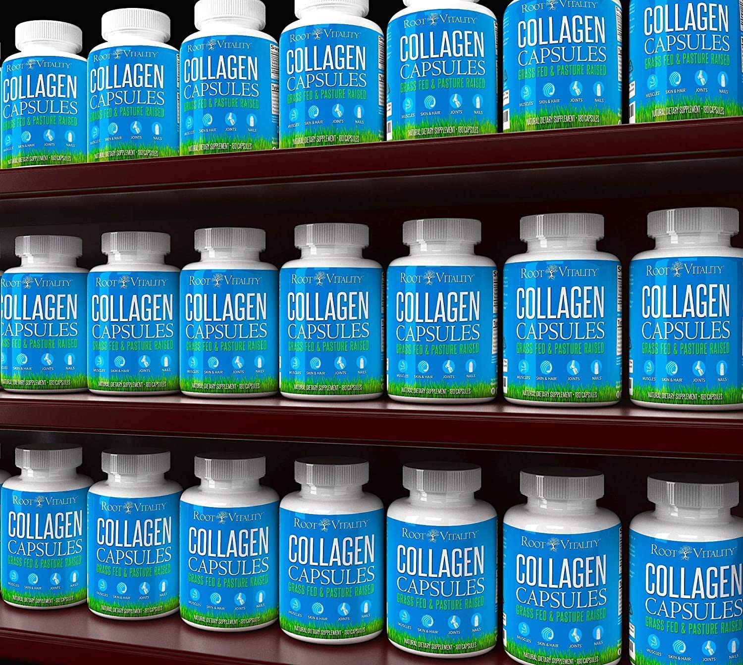 Root Vitality Collagen Peptides Capsules - Grass-Fed, Pasture-Raised Hydrolyzed Protein Supplement for Skin, Hair, & Nails - Non-GMO, Zero Sugar Daily Pills for Men & Women (180 Capsules) Root Vitality buy supplements canada