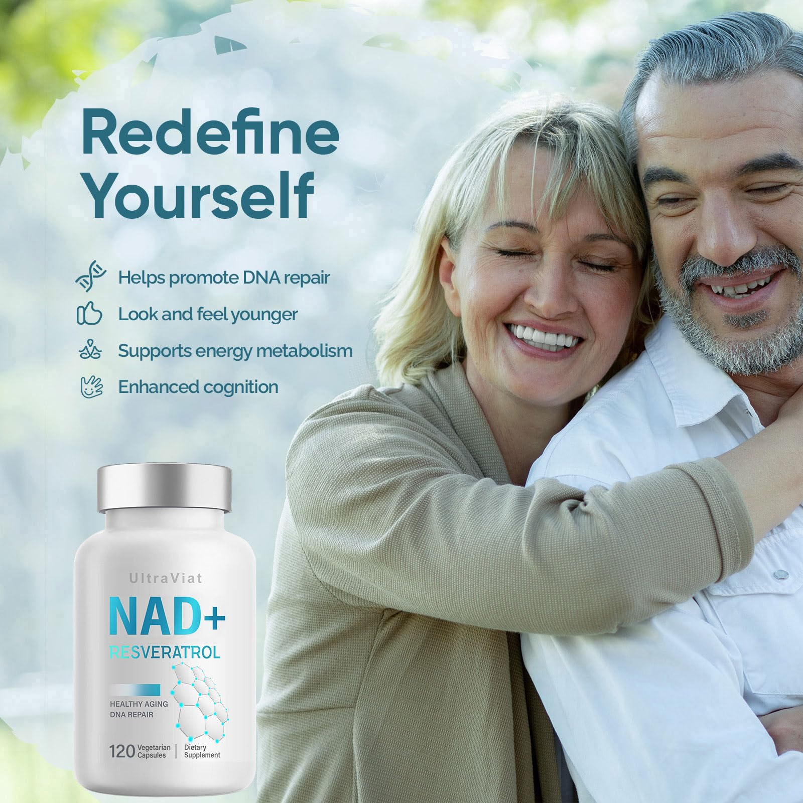 UltraViat NAD+ Supplement 1000mg, Premium NAD+ & Resveratrol Complex for Energy & Anti Aging - 120 Capsules UltraViat buy supplements canada