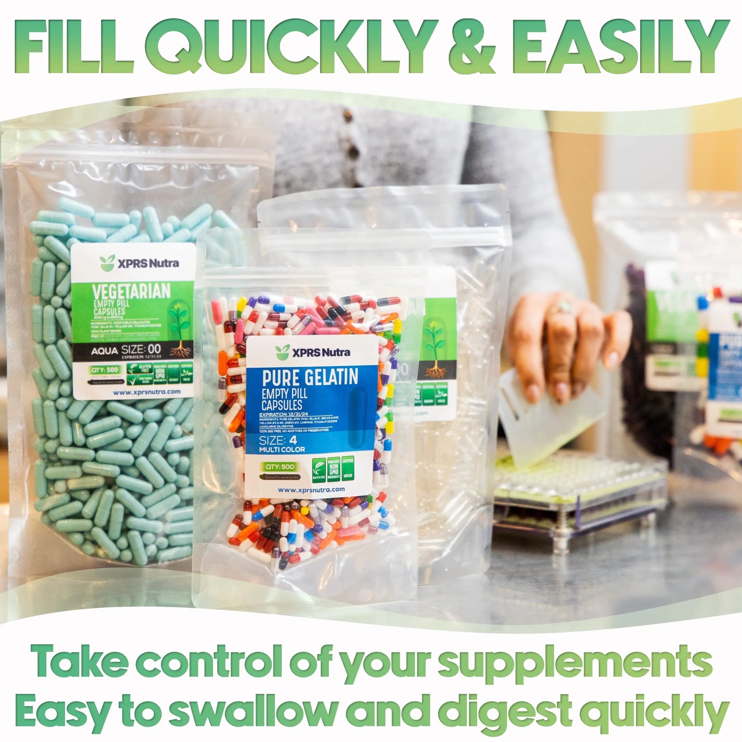 XPRS Nutra Size 3 Empty Capsules - 500 Count Empty Gelatin Capsules - Pills DIY Capsule Filling - Pure Bovine Pill Gel Caps Fillable XPRS Nutra buy supplements canada