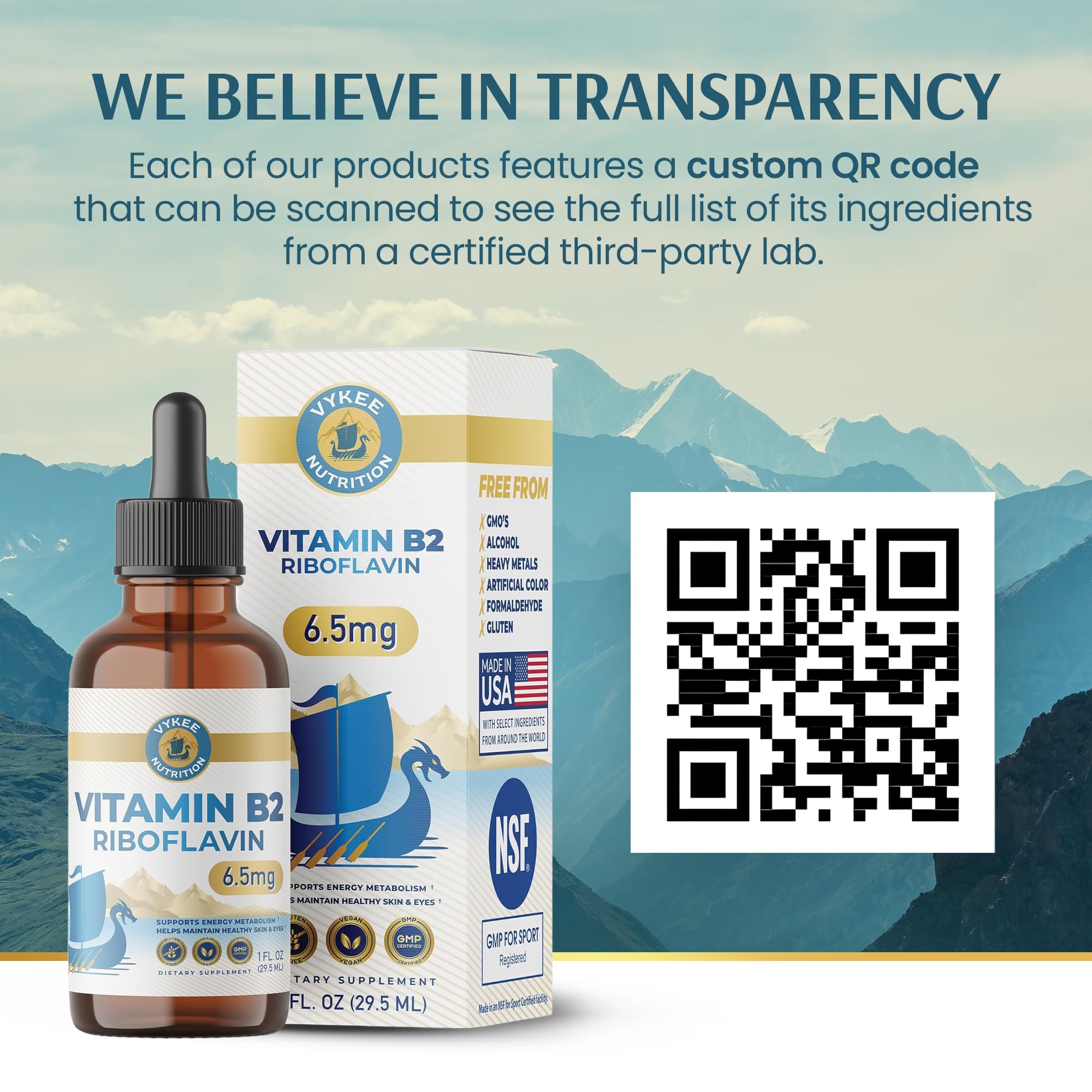 Vykee Nutrition Vitamin B2 Riboflavin Drops - Liquid B2 Supplement for Energy Metabolism, Cellular Function and Vision Support - Vegan, Non-GMO, Gluten-Free Vykee Nutrition buy supplements canada