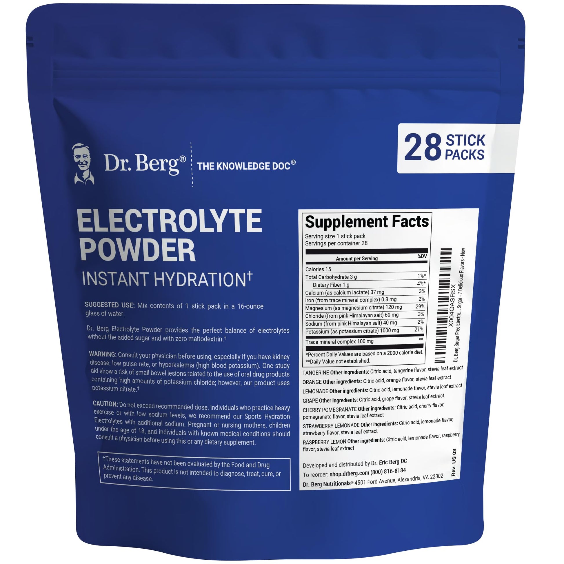 Dr. Berg Sugar Free Electrolyte Powder Packets (Variety Pack) - Daily Electrolyte Drink Mix - 28 Total Hydration Pouches Sugar Free Dr. Berg Nutritionals buy supplements canada