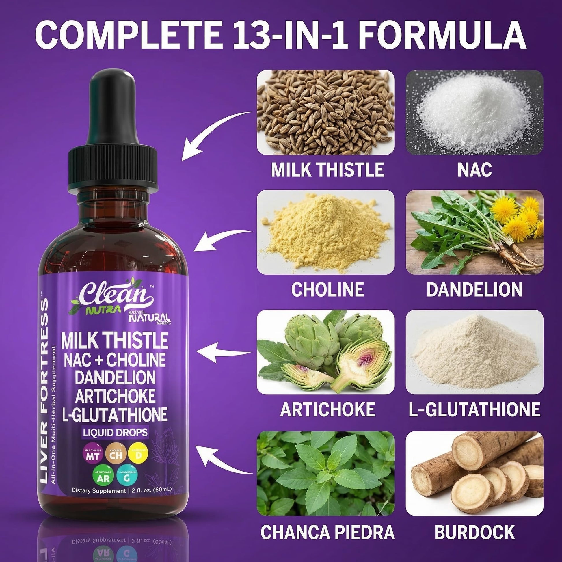 Clean Nutraceuticals Milk Thistle NAC Liver Cleanse Detox & Repair Supplement Liver Support Liquid Drops with Dandelion Extract, Artichoke, Chanca Piedra, Choline Clean Nutraceuticals buy supplements canada