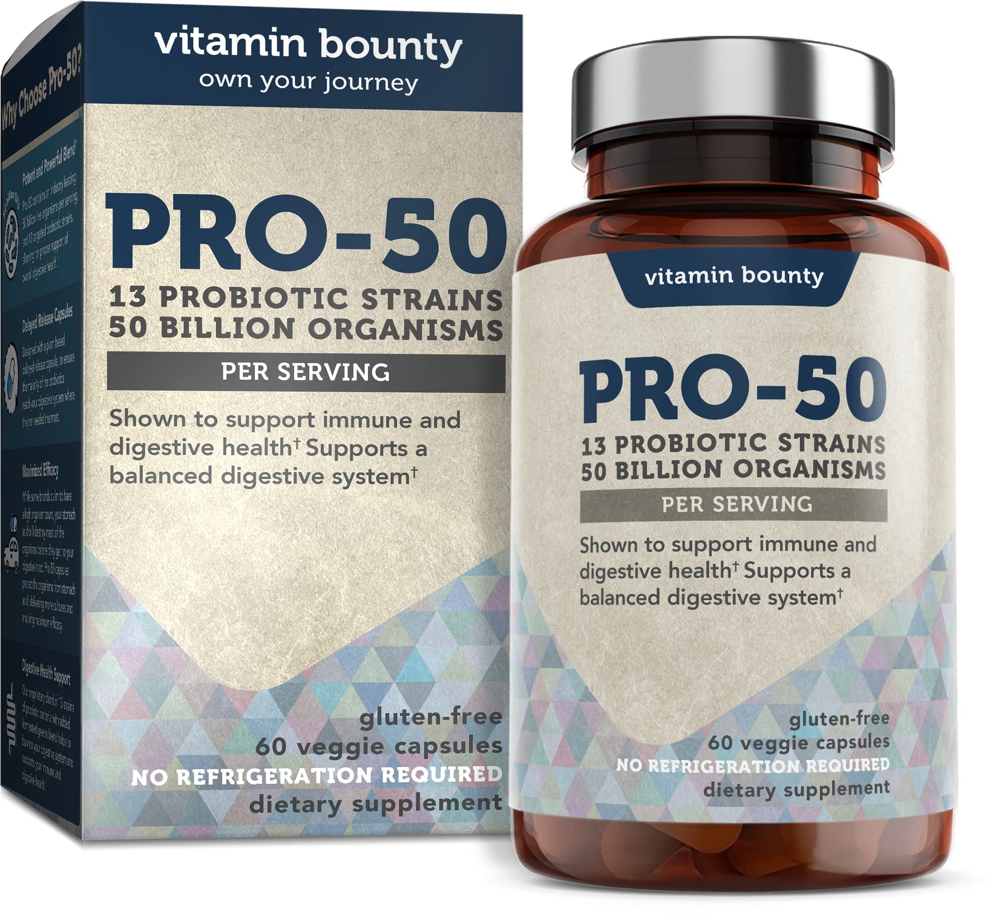 Vitamin Bounty Pro-50 Probiotics - 13 Probiotic Strains, Gut Health, Digestive Health Vitamin Bounty buy supplements canada