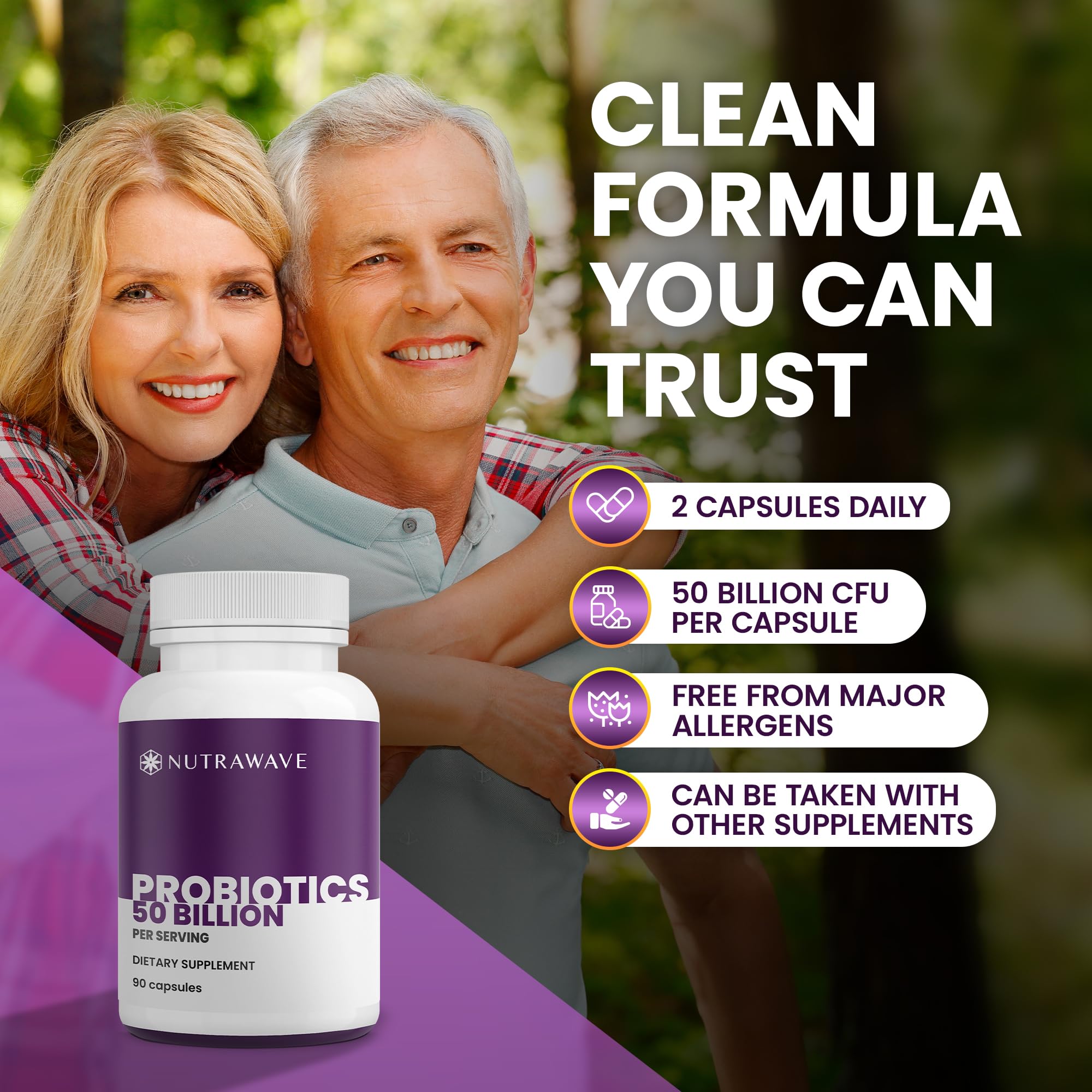 Nutrawave 50 Billion Probiotics for Women & Men, 15 Strains Active Culture. Relieves Bloating & Constipation, Improved Digestion & Gut Health Supplement, Vegan. 60 Powerful Small Capsules. Nutra Wave buy supplements canada