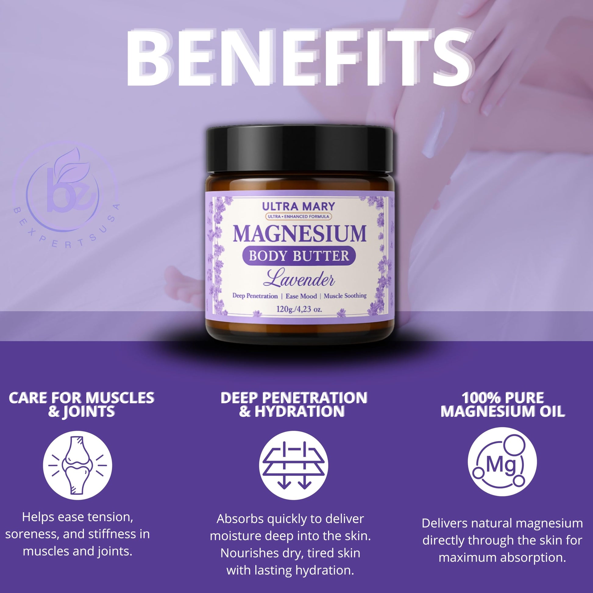 Nighttime Magnesium Cream for Pain, Nerve & Leg Cramps - Magnesium Body Butter for Sleep with Shea Butter, Jojoba Oil, Coconut Extract & Dandelion - Lavender Magnesium Lotion for Kids - 4.23oz ULTRA MARY buy supplements canada