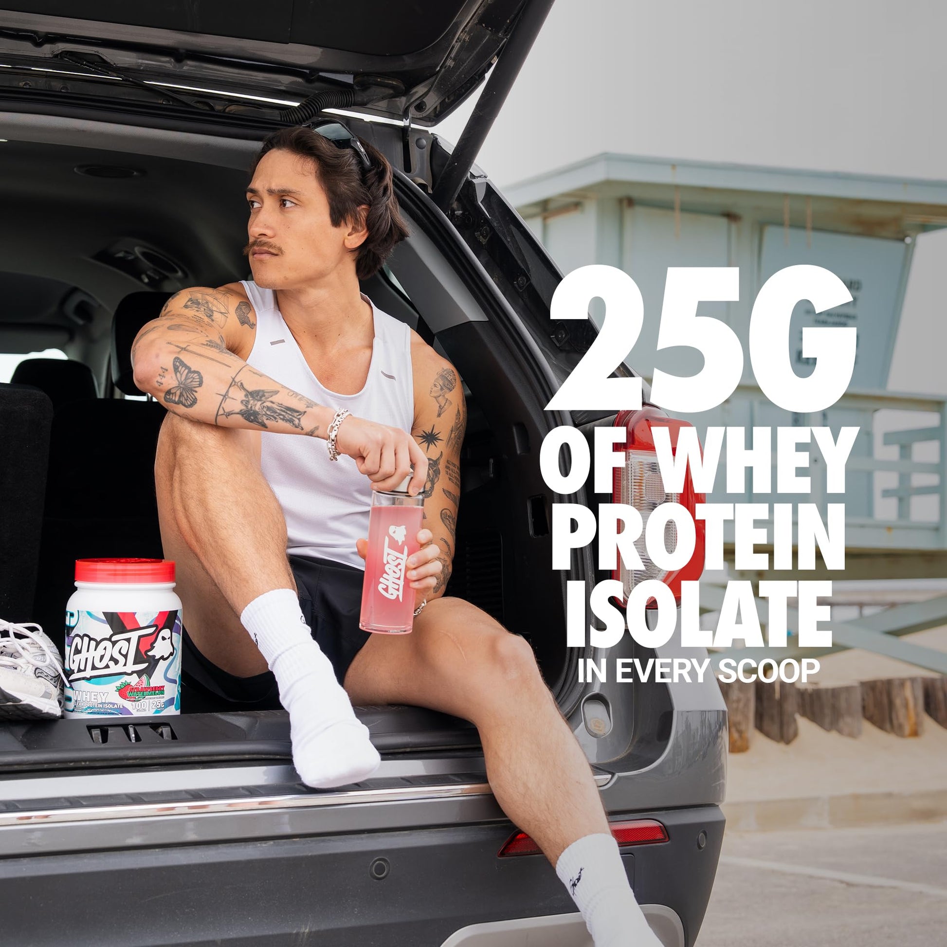 GHOST Clear Whey Isolate Protein Powder, Strawberry Watermelon - 1.57 LB Tub, 25G of Whey Protein - Post Workout Drink for Muscle Gain & Recovery – Sugar Free, Soy Free & Zero Fat, 20 Servings GHOST buy supplements canada