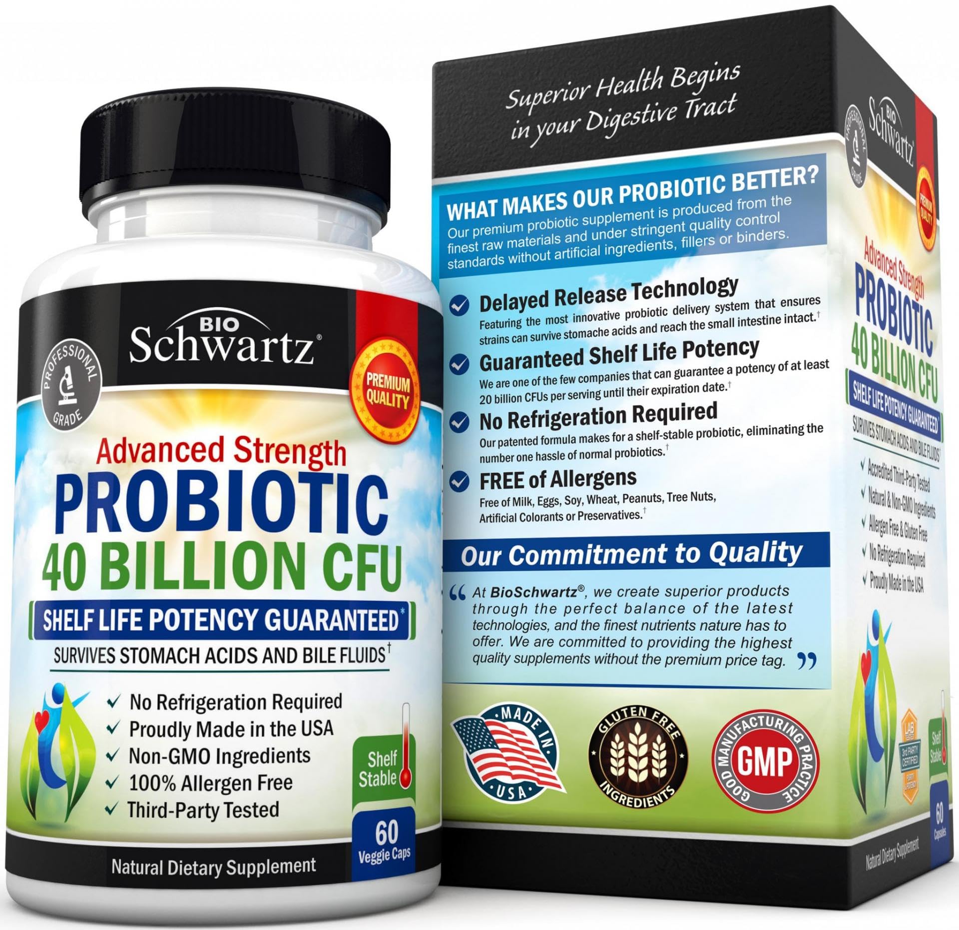 Daily Probiotic Supplement with 40 Billion CFU - Gut Health Complex with Astragalus BioSchwartz buy supplements canada