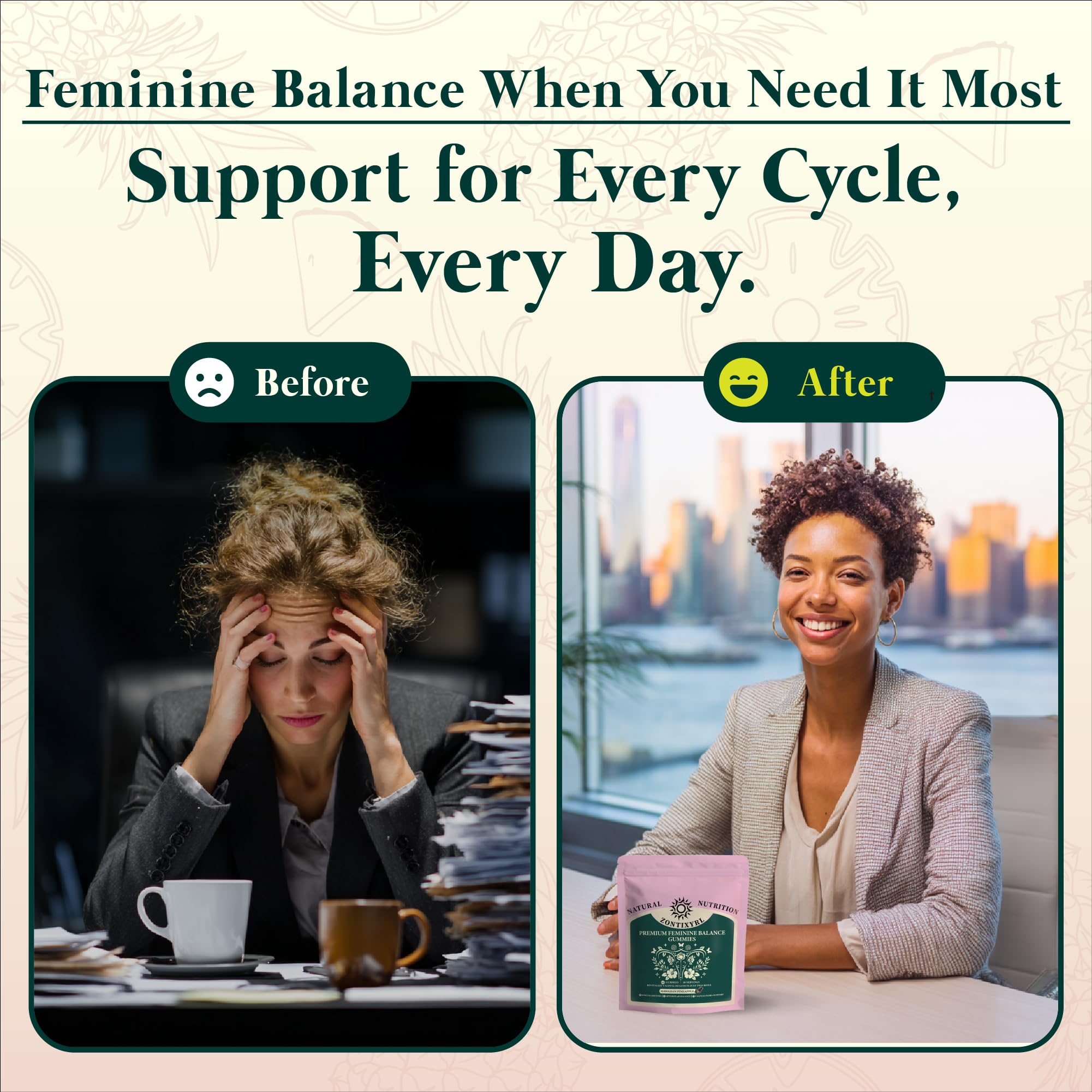 Zontixyrl Premium Feminine Balance Gummies Women - Pineapple Gummies for Women pH Probiotic and Immune Support Vegan Gluten Free 60 Gummies 30 Servings Zontixyrl buy supplements canada