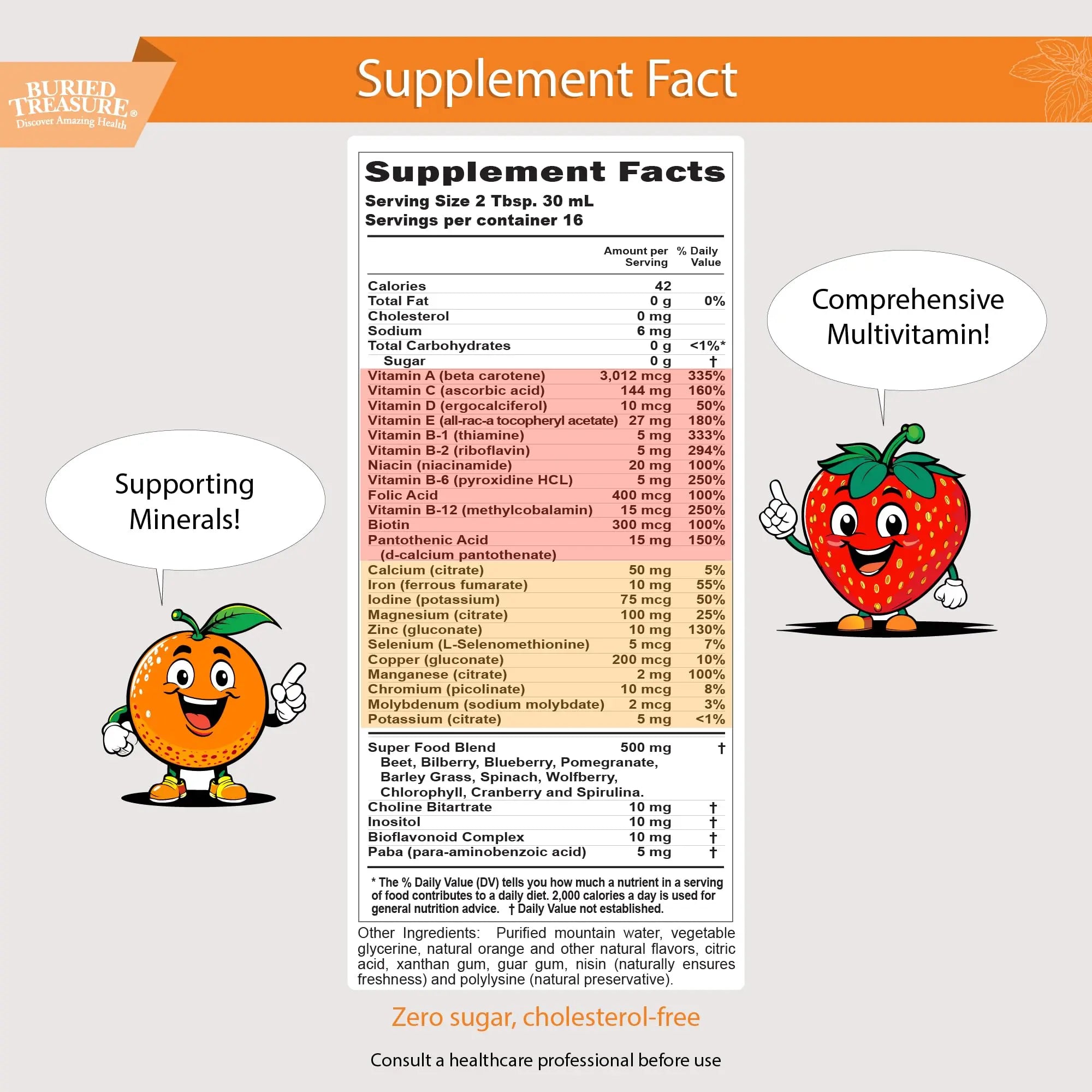 Buried Treasure Children’s Daily Liquid Multivitamin - 16 oz, 16 servings, Orange Mango Flavor, Supports Kids with Essential Nutrients & Minerals Select Nutrition buy supplements canada