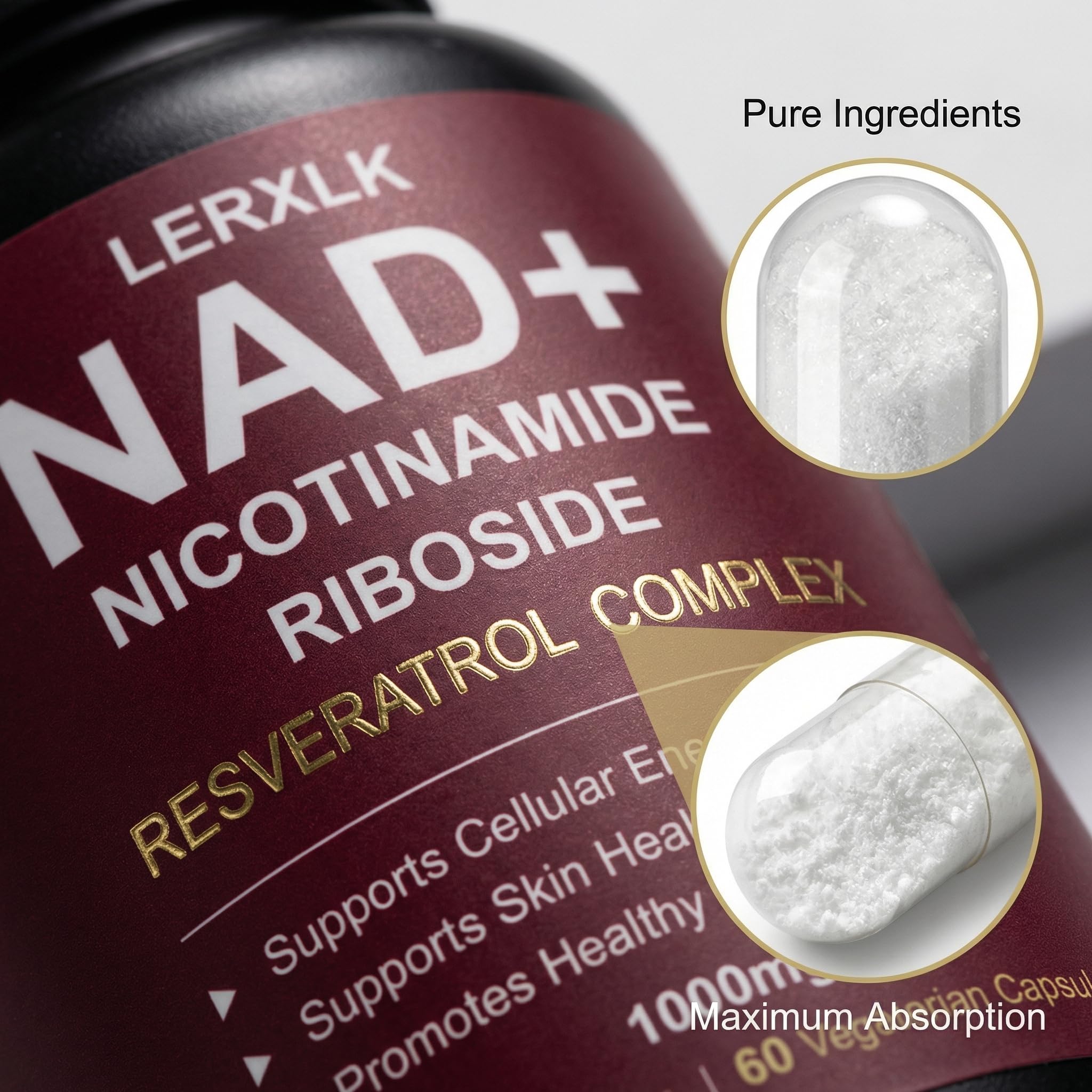 LERXLK NAD+ Supplement 1000mg – Liposomal Nicotinamide Riboside with Resveratrol, Advanced Cellular Energy & Healthy Aging Support, 60 Vegetarian Capsules LERXLK buy supplements canada