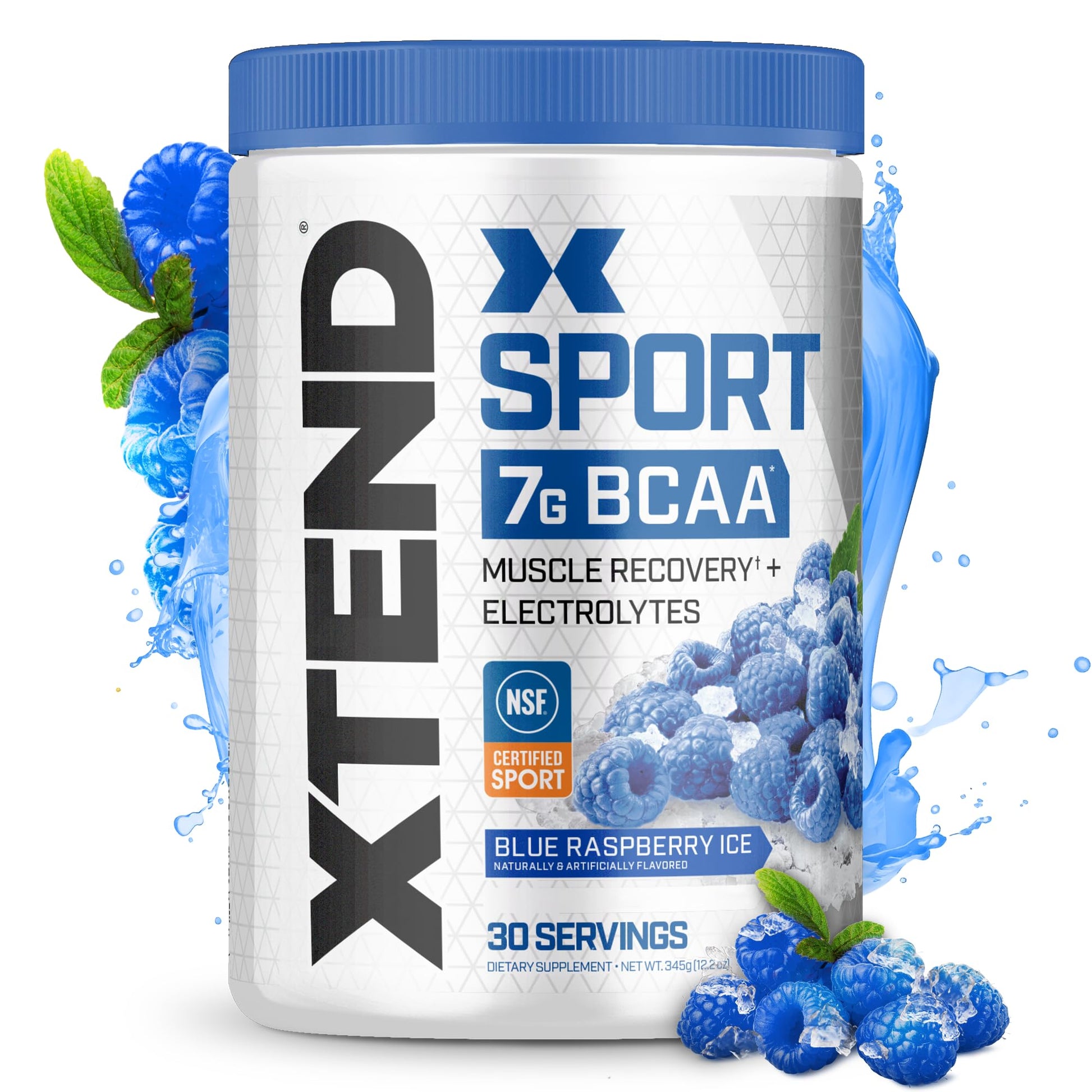 XTEND Sport BCAA Powder Blue Raspberry Ice - Electrolyte Powder for Recovery & Hydration with Amino Acids - 30 Servings Scivation buy supplements canada