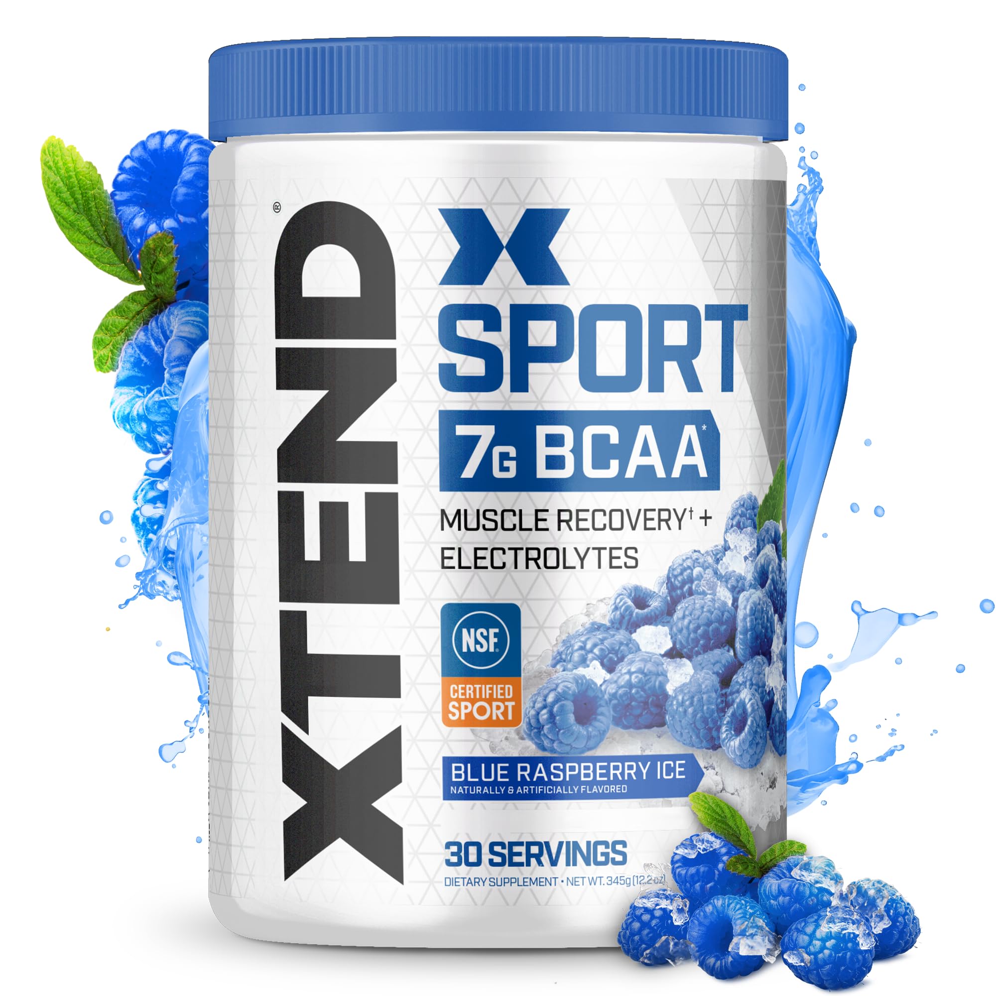 XTEND Sport BCAA Powder Blue Raspberry Ice - Electrolyte Powder for Recovery & Hydration with Amino Acids - 30 Servings Scivation buy supplements canada