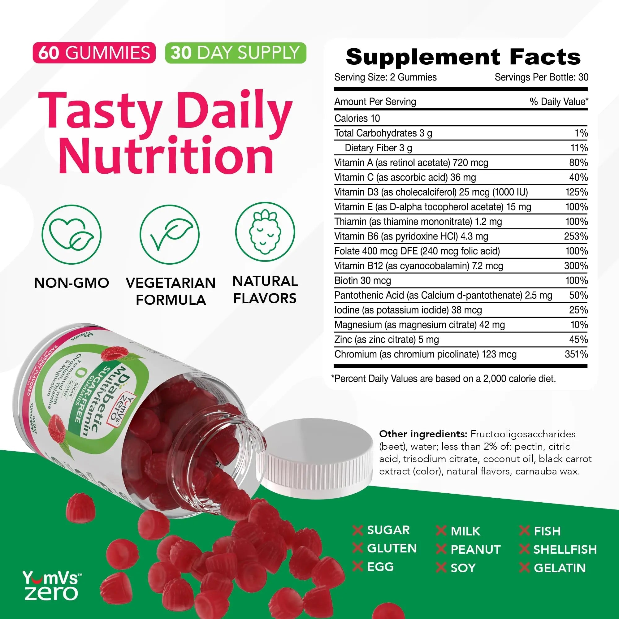 YUM-V'S Multivitamin for Women & Men – Sugar Free Multivitamin Gummies – Zero Sugar Gummy with Chromium, Thiamine & Magnesium YUM-V'S buy supplements canada