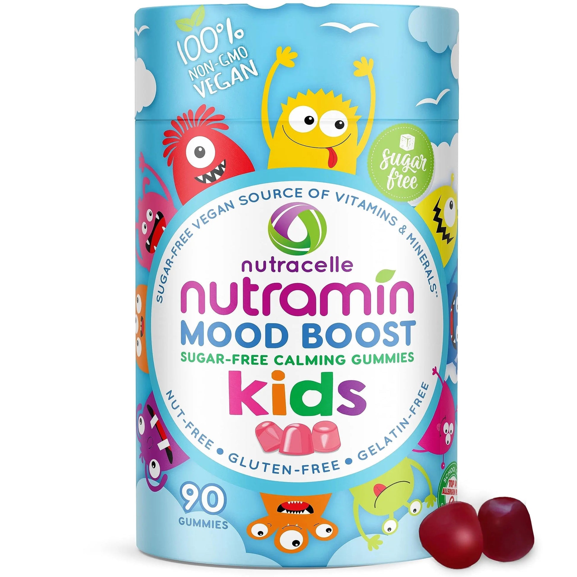 NUTRAMIN Kids Mood Boost Vegan Vitamin Gummy: Calming Magnesium Citrate Supplement for Children with Ashwagandha & Vitamin B Complex to Relax & Focus Nutracelle buy supplements canada