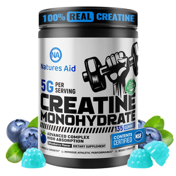 Natures Aid NSF Certified Creatine Gummy 5g - Creatine Monohydrate Gummies – Pre-Workout Energy & Muscle Growth Support for Men & Women Natures Aid buy supplements canada