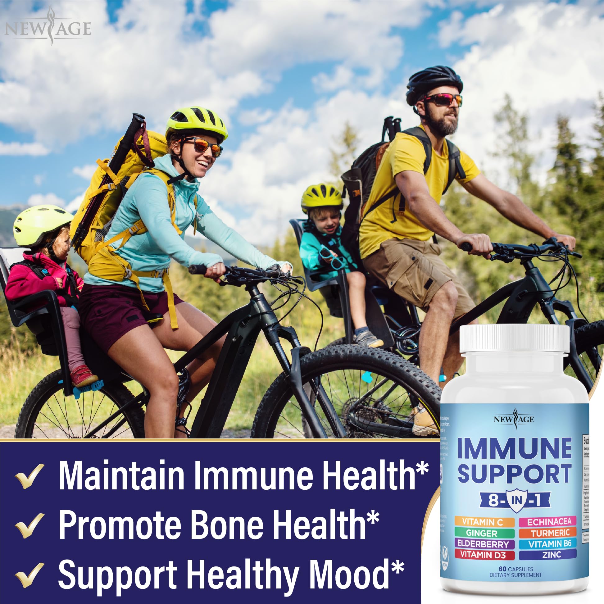 NEW AGE 8 in 1 Immune Support Booster Supplement with Echinacea, Vitamin C NEW AGE buy supplements canada