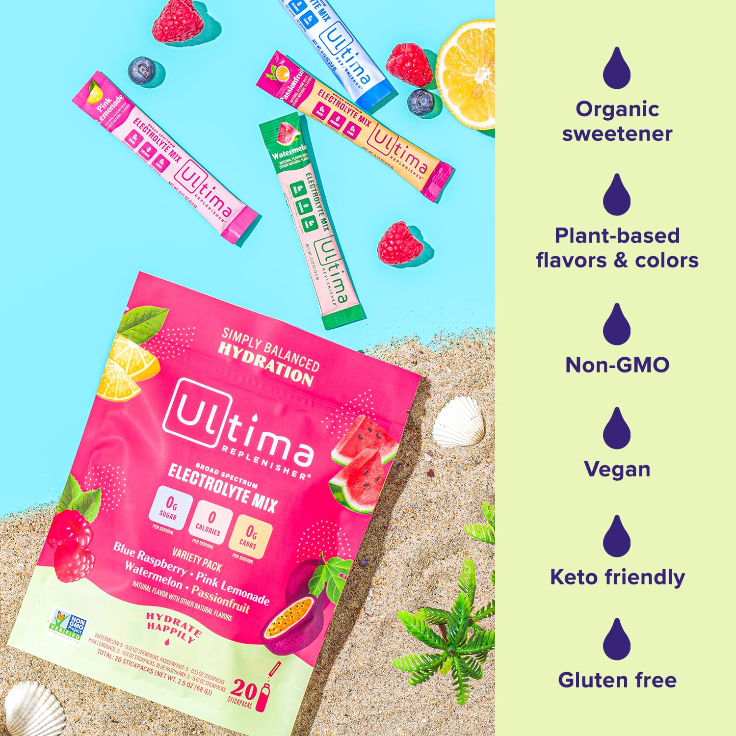 Ultima Replenisher Daily Electrolyte Drink Mix – Tropical Variety, 20 Stickpacks – Hydration Ultima Replenisher buy supplements canada