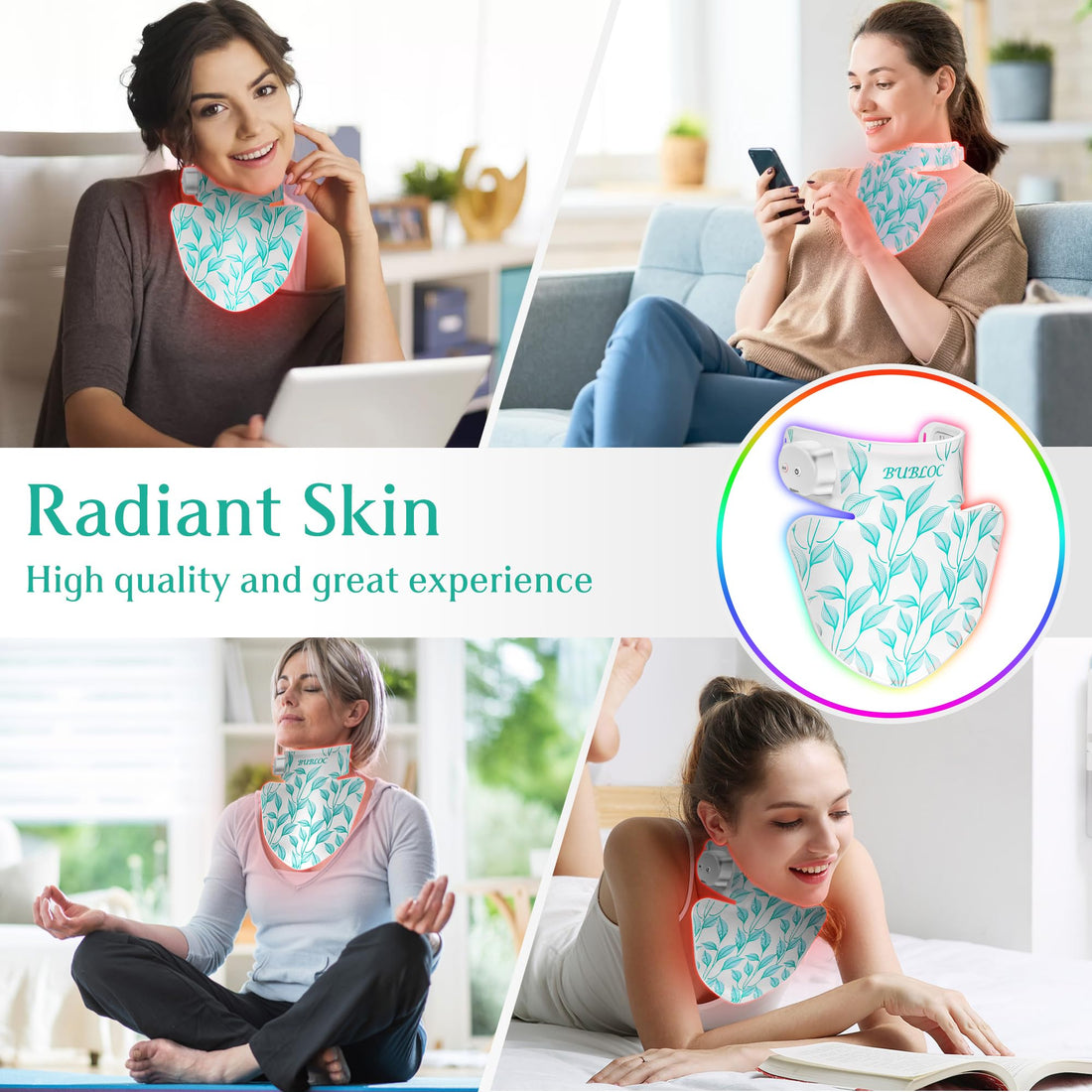 Red Light Therapy for Neck & Décolleté Suitable for Omnilux, Near-Infrared 850 Red Light + 7 Colors Led Light BUBLOC buy supplements canada