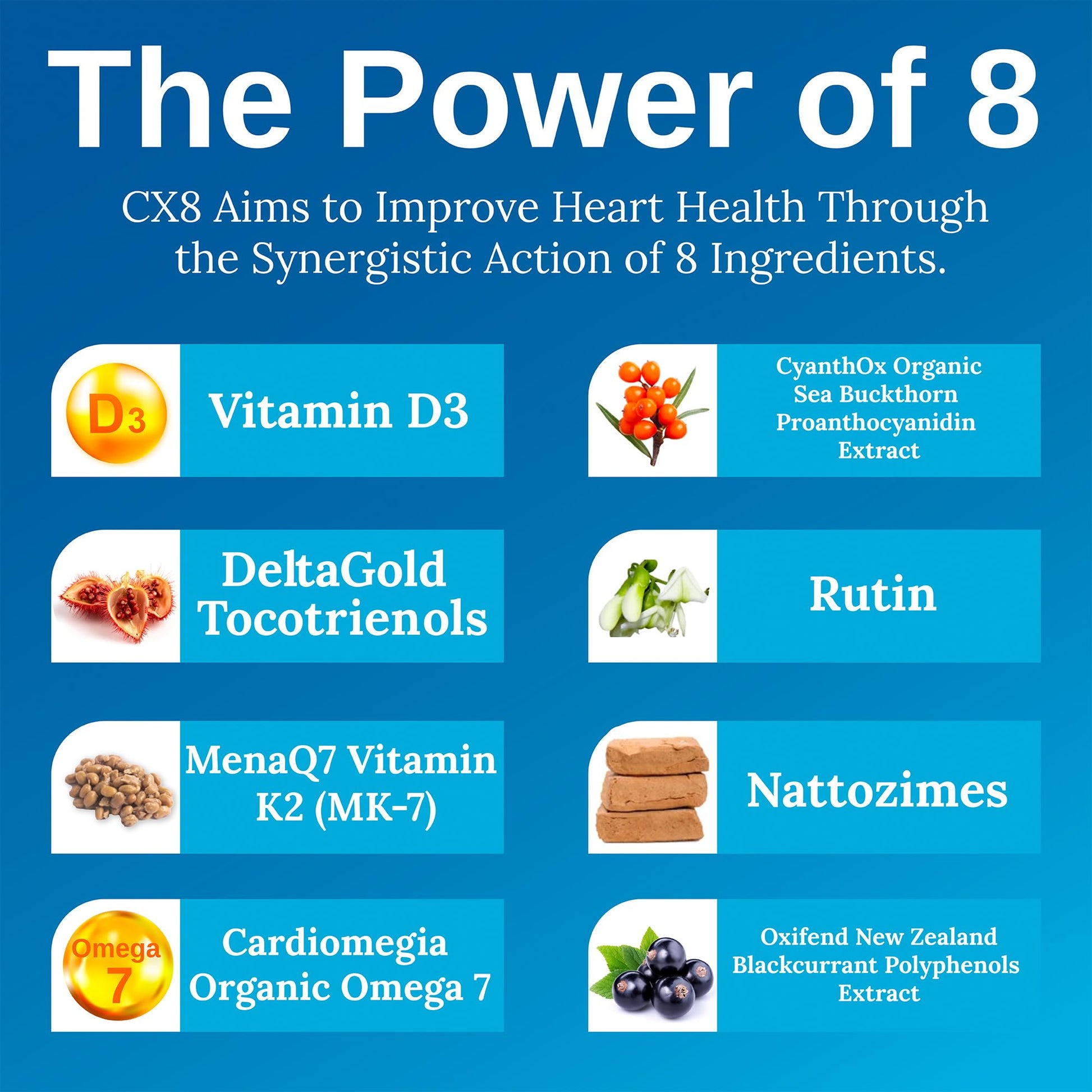 Xtendlife CX8 Heart Health Supplement for Cardiovascular Support, Circulation, and Arterial Health - with Vitamin K2 MK7, D3, Tocotrienols, and Sea Buckthorn-30 Day Supply Xtendlife buy supplements canada
