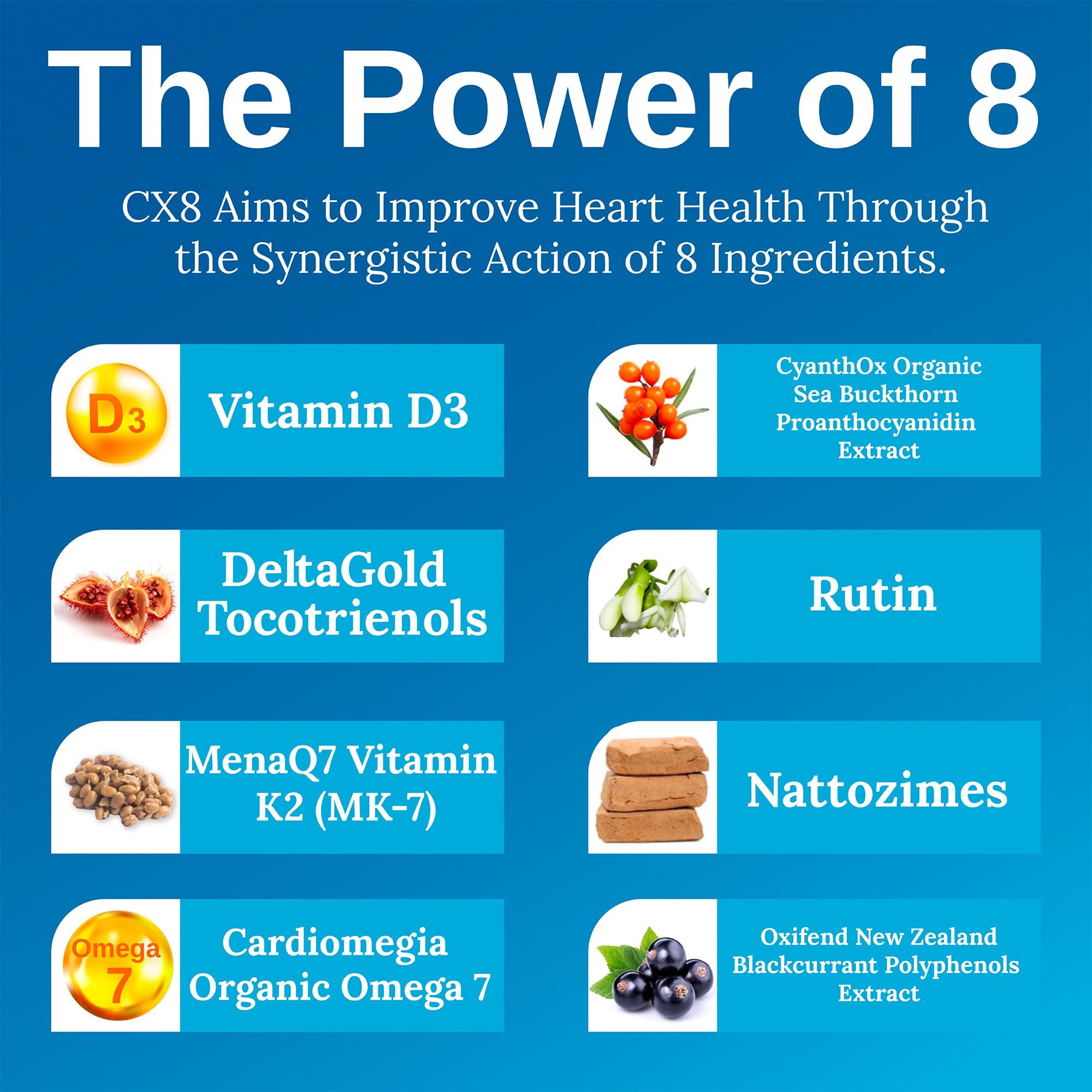 Xtendlife CX8 Heart Health Supplement for Cardiovascular Support, Circulation, and Arterial Health - with Vitamin K2 MK7, D3, Tocotrienols, and Sea Buckthorn-30 Day Supply Xtendlife buy supplements canada