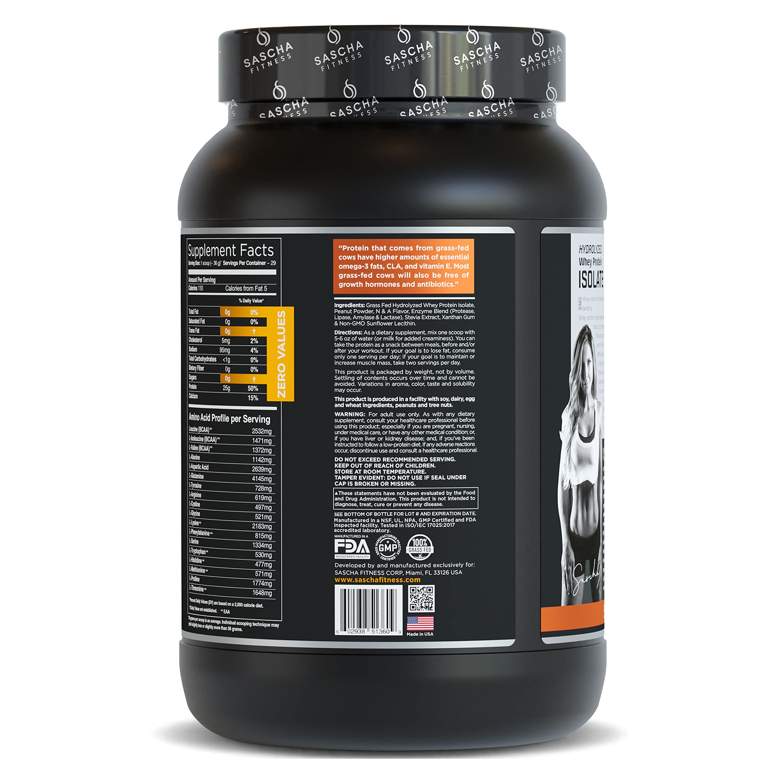 SASCHA FITNESS Hydrolyzed Whey Protein Isolate,100% Grass-Fed ,2.3 Pounds SASCHA FITNESS buy supplements canada