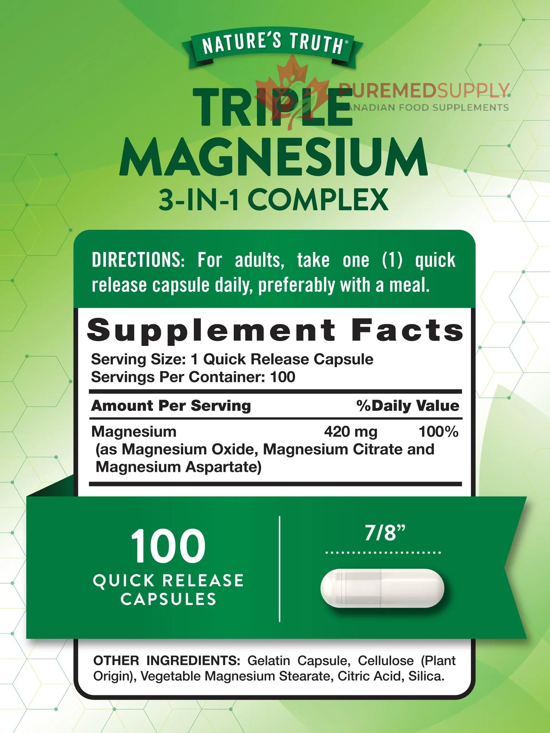 Nature's Truth Triple Magnesium Complex Supplement | 100 Capsules | 420 mg Magnesium Oxide, Citrate & Aspartate | Non-GMO & Gluten Free Nature's Truth buy supplements canada
