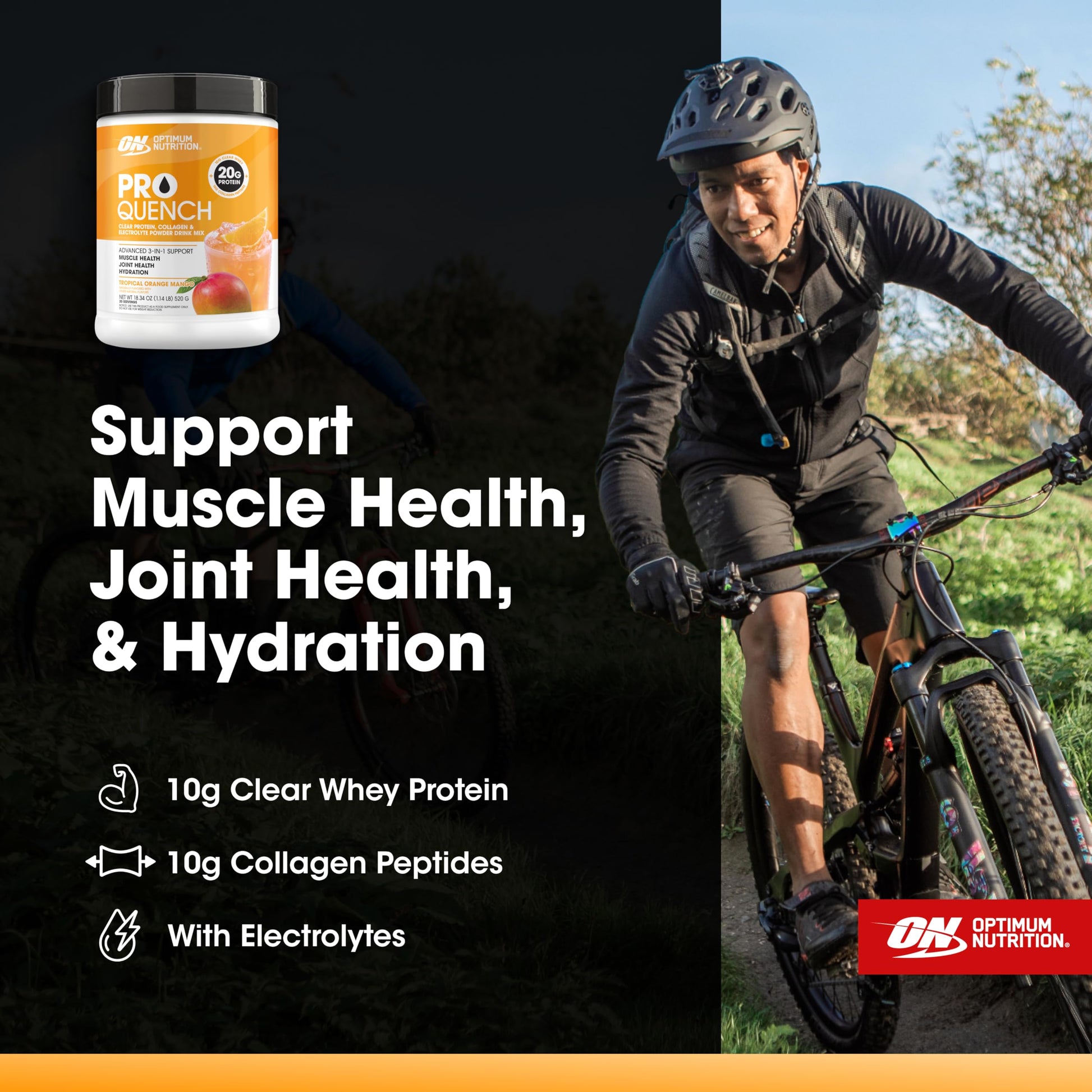 Optimum Nutrition Pro Quench, 10g Clear Protein, 10g Collagen peptides & Electrolyte Powder Drink Mix, Tropical Orange Mango, 20 Servings, Optimum Nutrition buy supplements canada