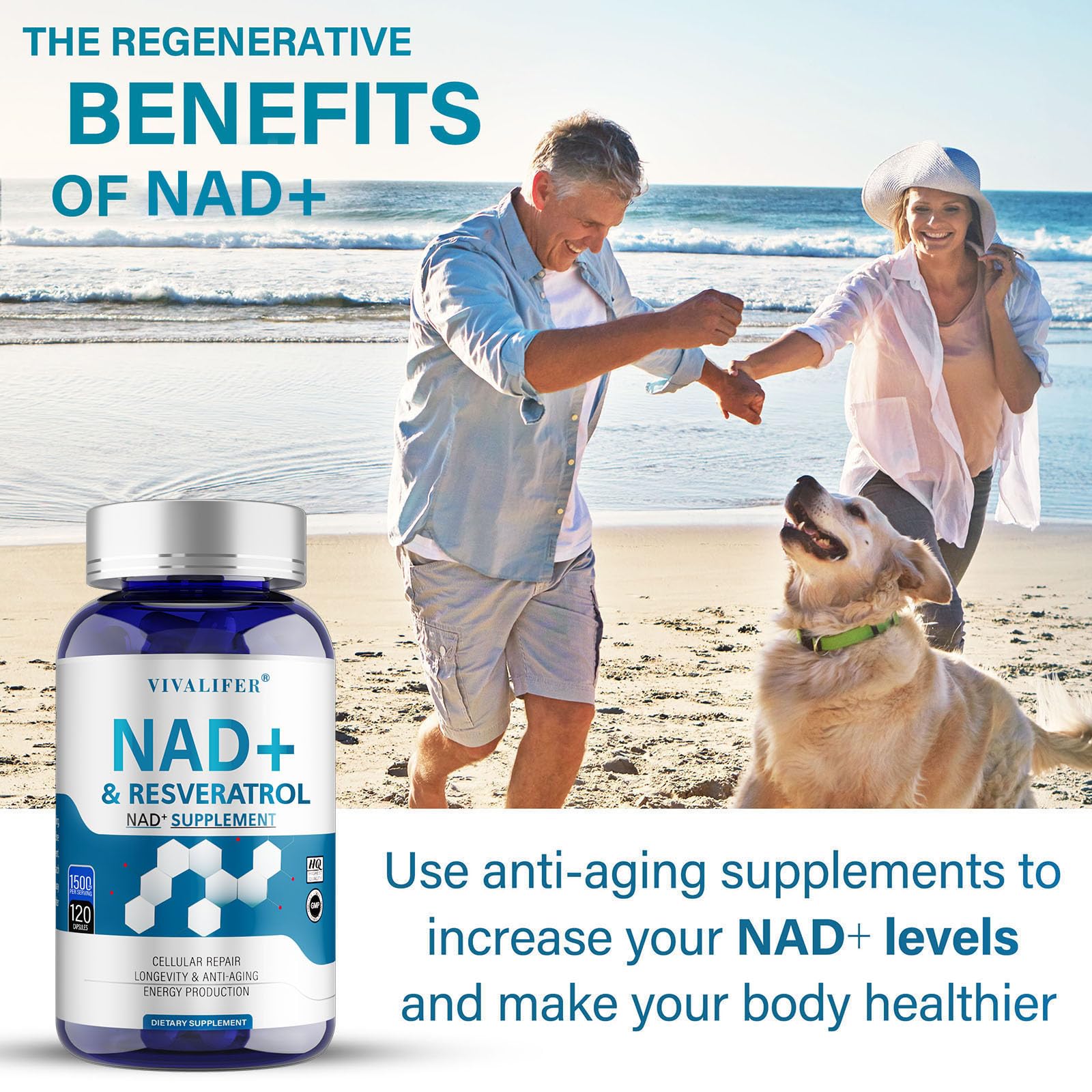 DQQI NMN Supplement Alternative 1500 mg - 120 Capsules (40 Day Supply) High Purity NAD+ & Resveratrol for Anti-Aging, Antioxidant Support, Energy & Focus Boost DQQI buy supplements canada