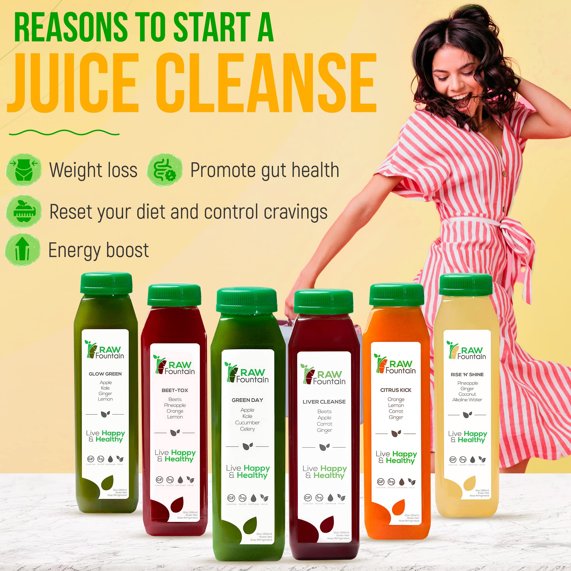 Raw Fountain 1 Day Juice Cleanse, All Natural Detox Cleanse, Cold Presssed Fruit Raw Fountain buy supplements canada