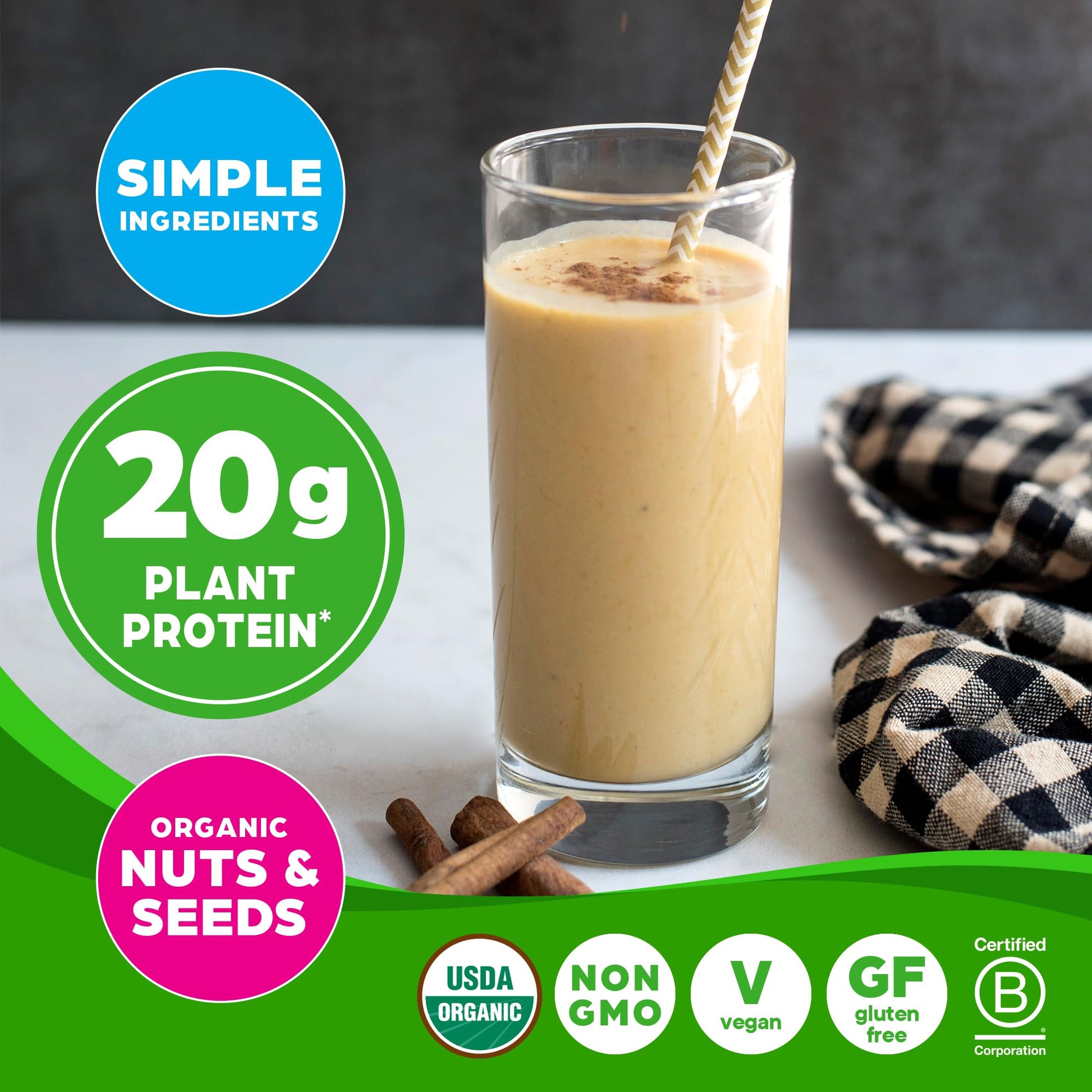 Orgain Organic Simple Vegan Protein Powder, Vanilla - 20g Plant Based Protein, Made with less Ingredients, No Artificial Sweeteners, Gluten Free, No Dairy or Lactose, 1.25 lb (Packaging May Vary) Orgain buy supplements canada