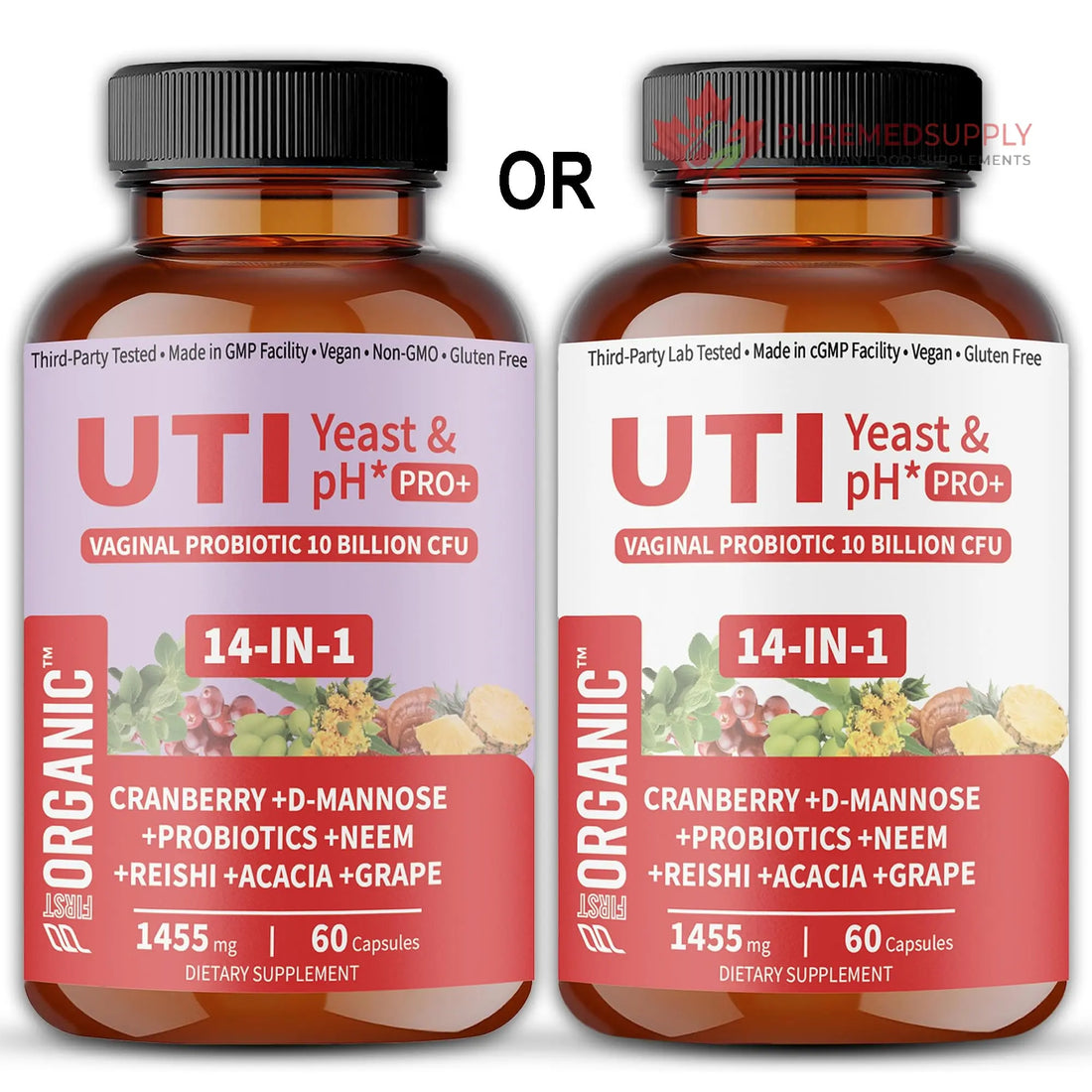 UTI Flora & Odor Pro+ & UTI Yeast & pH Pro+ | Pack of 2 | Vaginal Probiotics for Feminine Hydration & Freshness Support | Third-party Tested, cGMP Facility, Vegan, Non-GMO, Gluten-Free | 60+60 Caps FIRSTORGANIC buy supplements canada