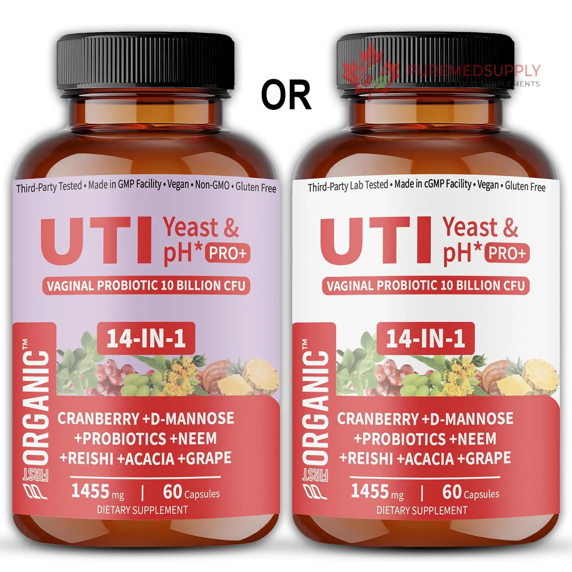 UTI Flora & Odor Pro+ & UTI Yeast & pH Pro+ | Pack of 2 | Vaginal Probiotics for Feminine Hydration & Freshness Support | Third-party Tested, cGMP Facility, Vegan, Non-GMO, Gluten-Free | 60+60 Caps FIRSTORGANIC buy supplements canada